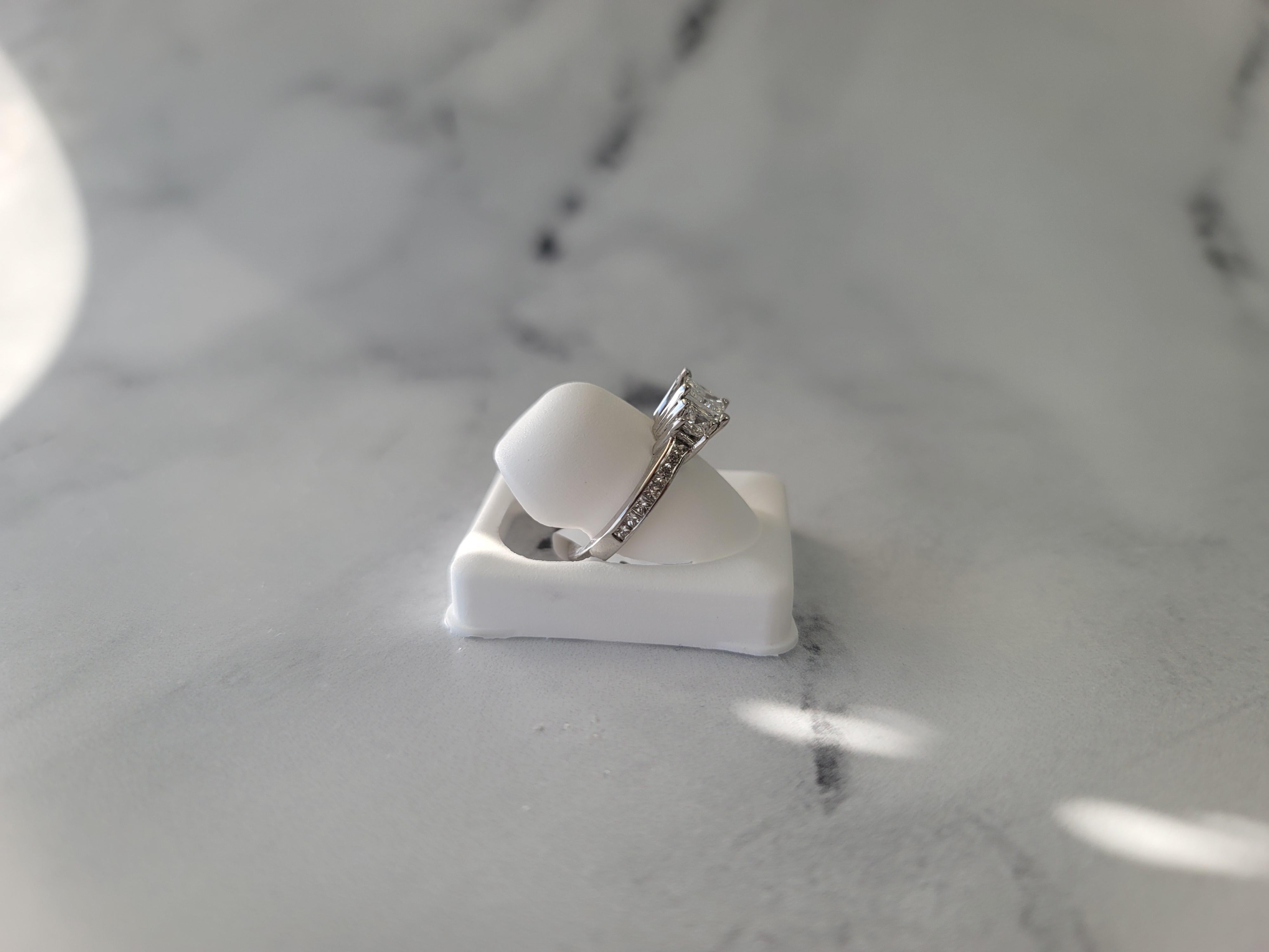 Princess Cut Three-Stone Diamond Engagement Ring For Sale 1