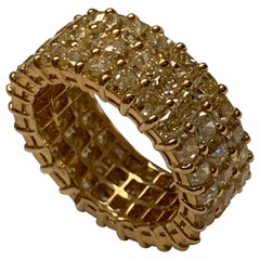 Bague d'éternité à trois rangées de diamants jaunes de 11,58 carats