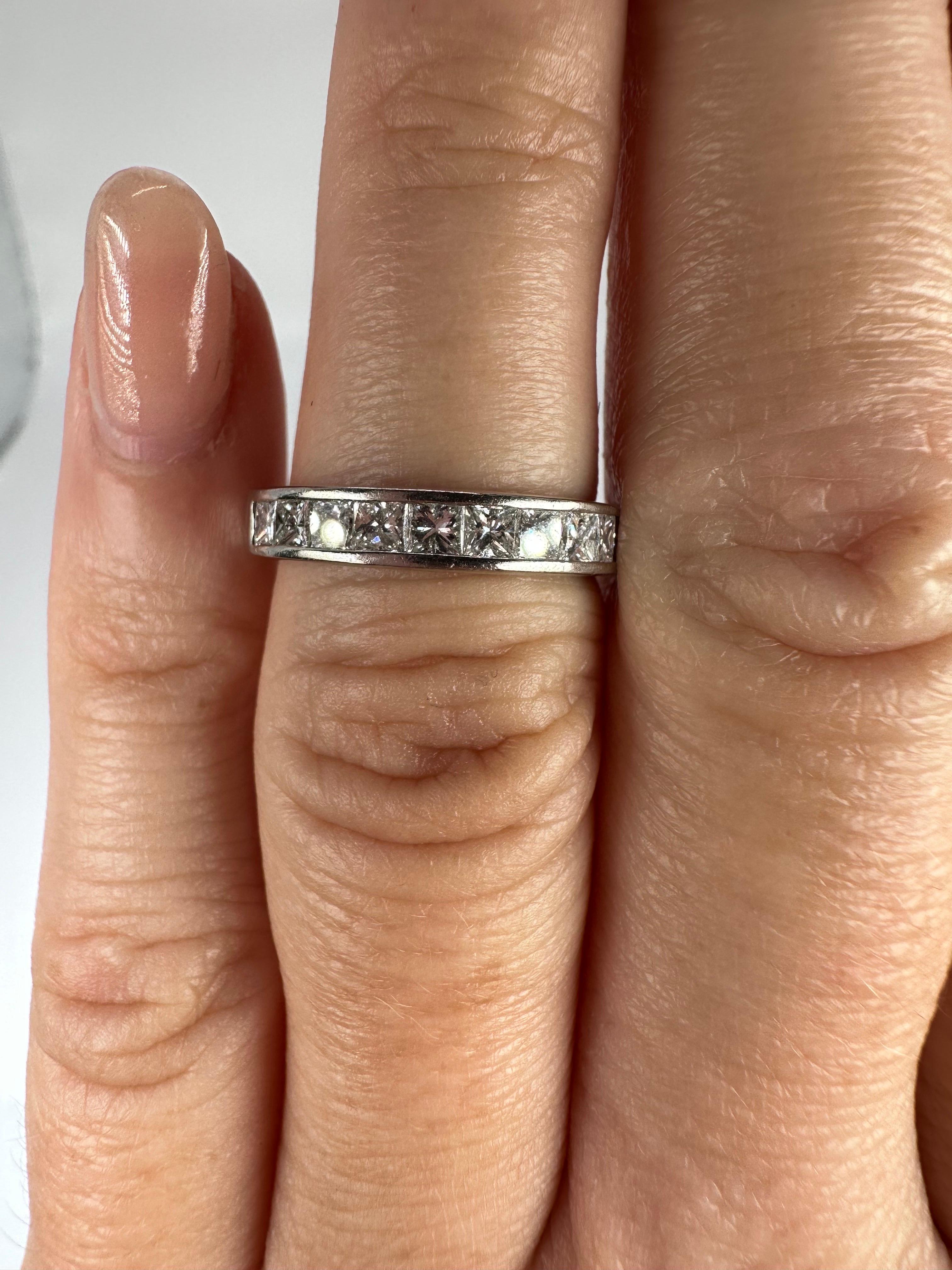 Princess Cut Wedding Band 1 Carat Platinum Diamond Ring For Sale 1