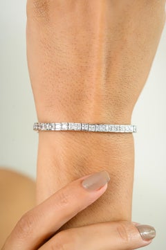 Princess Cut White Cubic Zirconia Engagement Tennis Bracelet for Her in Silver