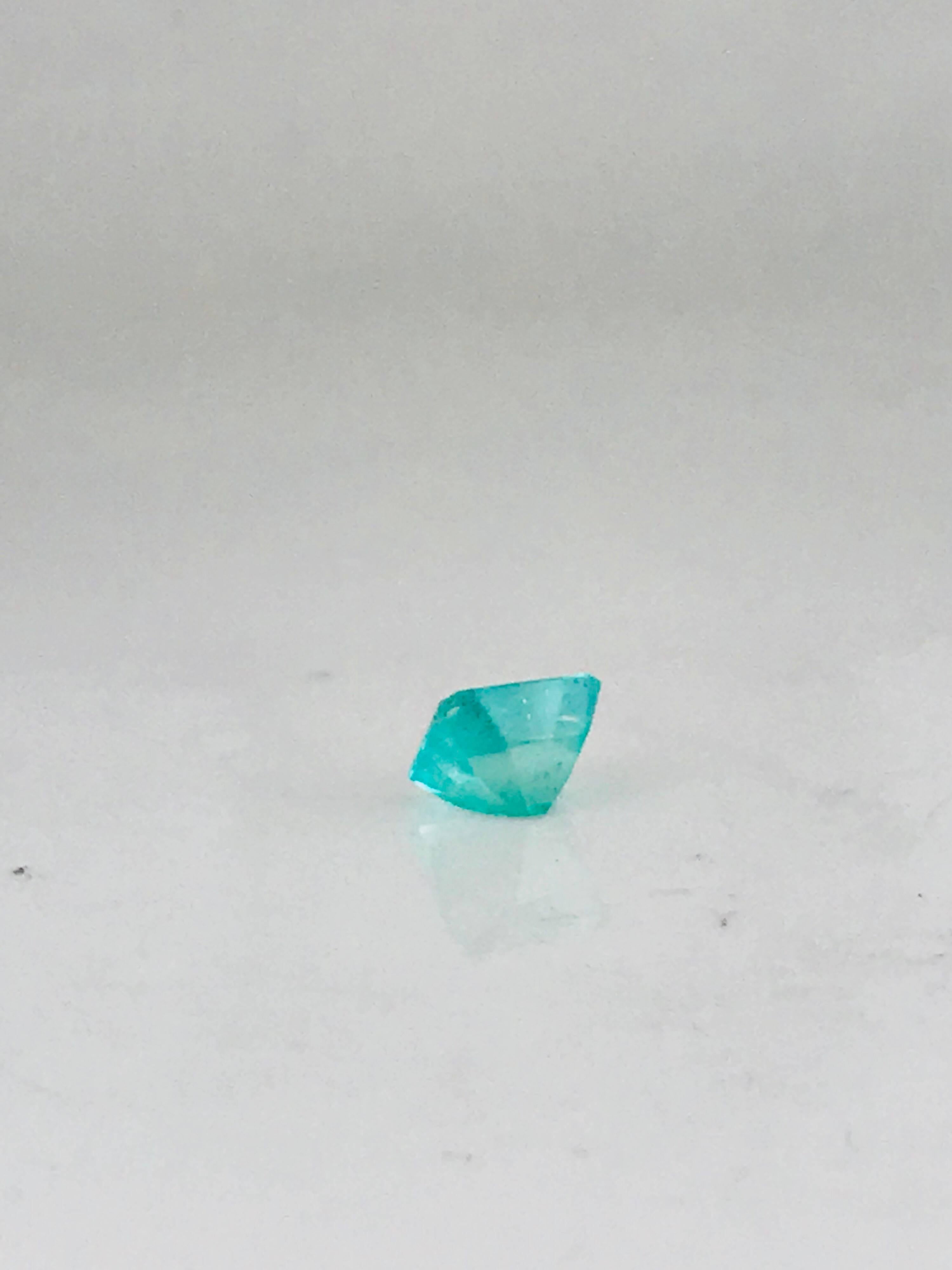 Beautiful, princess-cut Colombian Emerald measures 5.53 mm x 7.90 mm x 8.12 mm in diameter, and weighs 2.25 carat.

The color is a translucent, green Beryl Emerald stone


GIA Gemologist inspected & evaluated.

