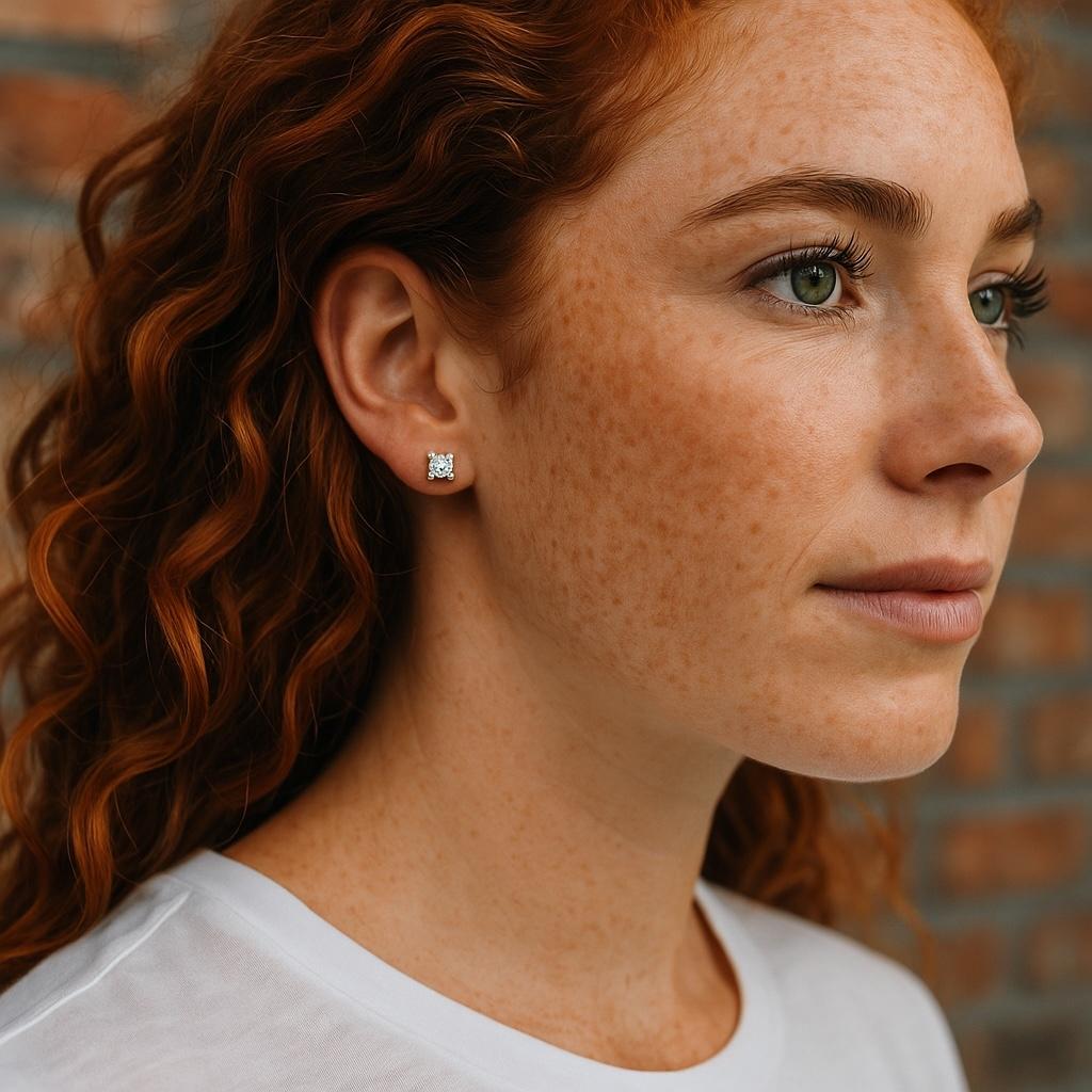 Boucles d'oreilles en or jaune 14 carats avec diamant Princesse 0.30 carat Neuf - En vente à New York, NY
