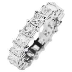 Princess Diamond 4.70 Carat Platinum Eternity Band Ring