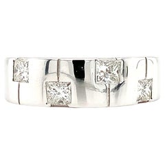 Anello nuziale Princess diamond chunky fashion in platino