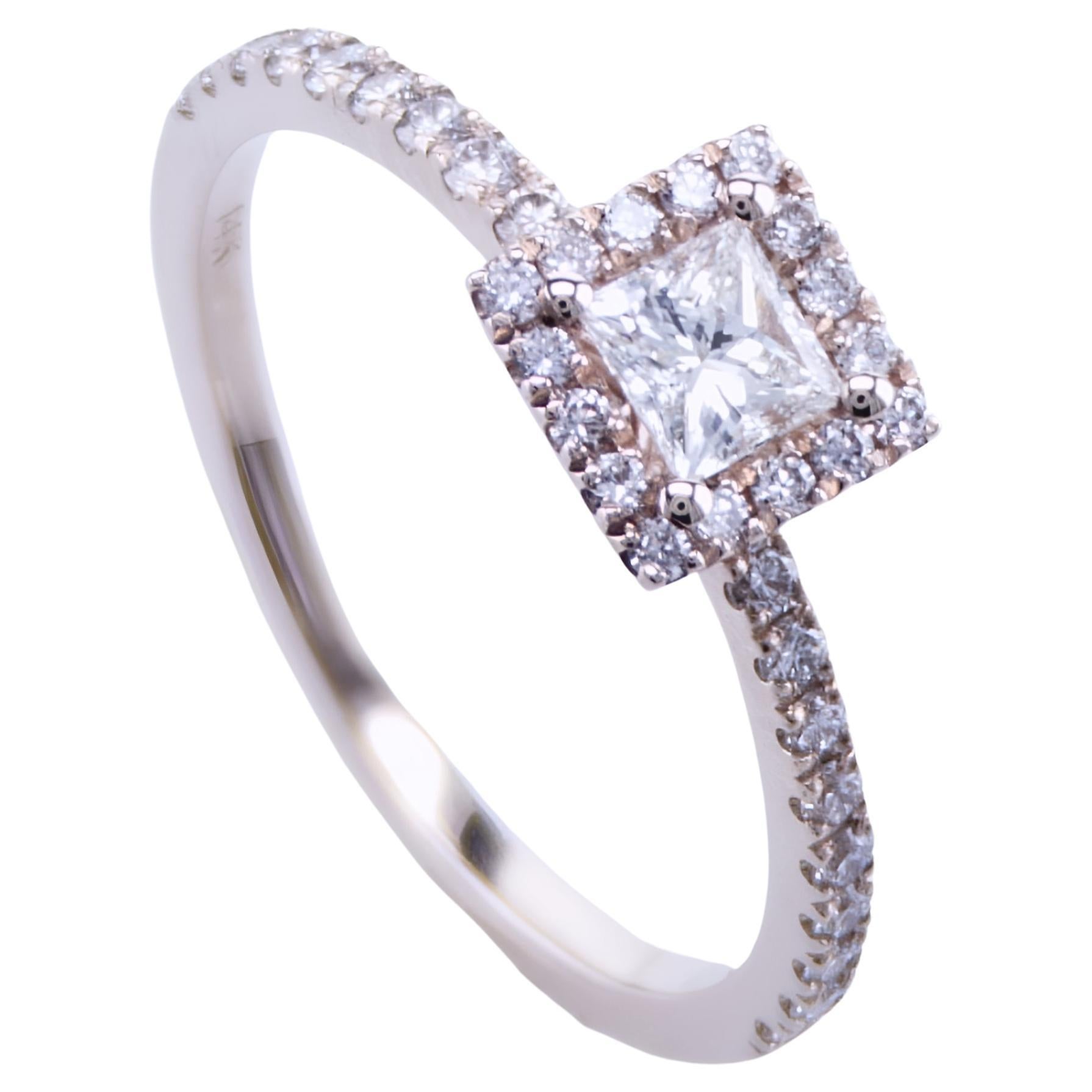 Bague de fiançailles à diamant Princesse en vente