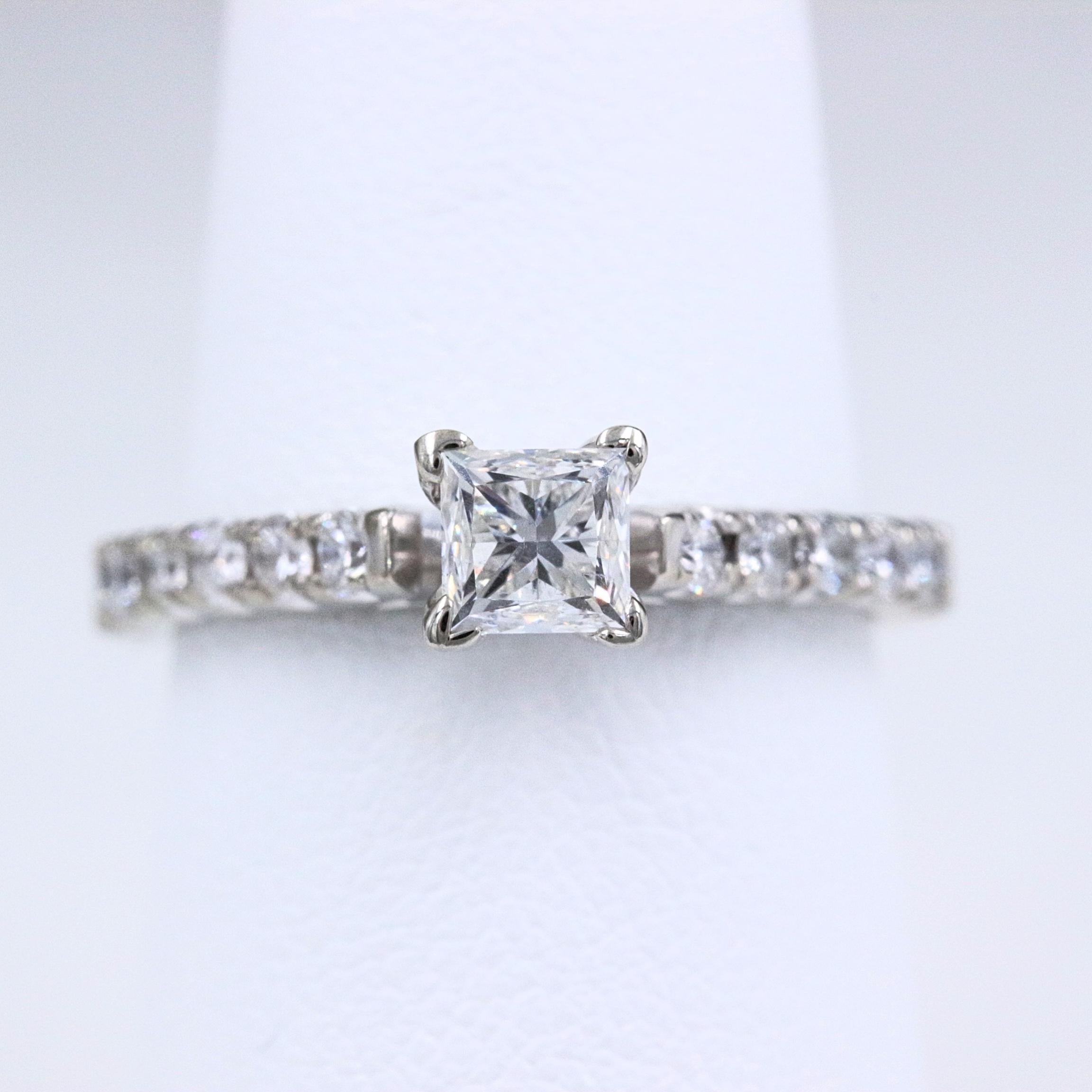 Prinzessin-Diamantring mit Diamantband 1,00 Karat 14 Karat Weißgold für Damen oder Herren im Angebot
