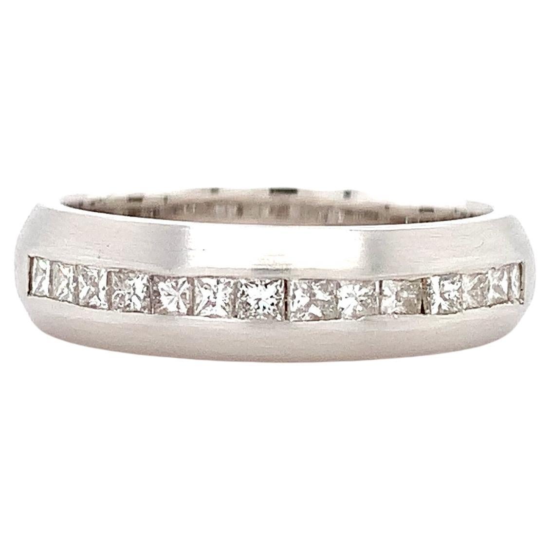 Alianza eternidad diamante princesa para hombre oro blanco 18k 5mm acabado mate