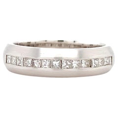 Alianza eternidad diamante princesa para hombre oro blanco 18k 5mm acabado mate
