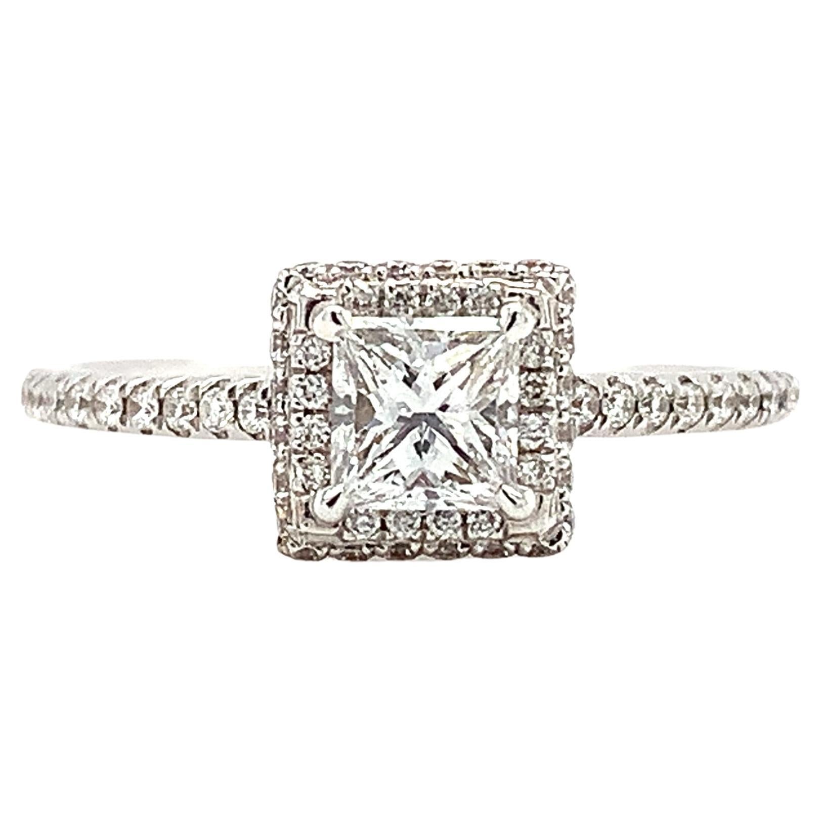 Princess diamond GIA D VVS2 solitaire engagement ring 18k white gold