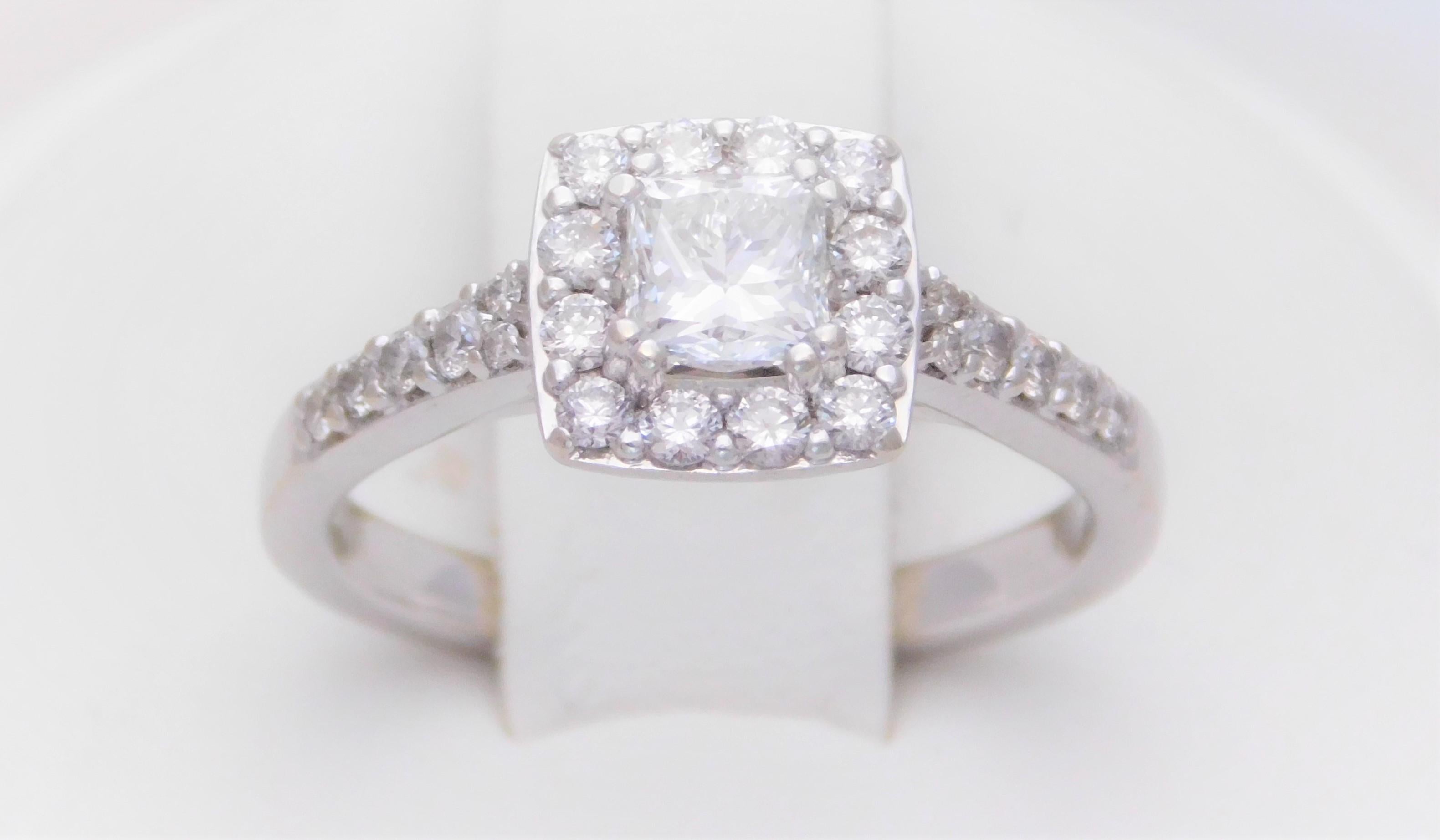 Princess Diamond Halo Engagement Ring For Sale 6