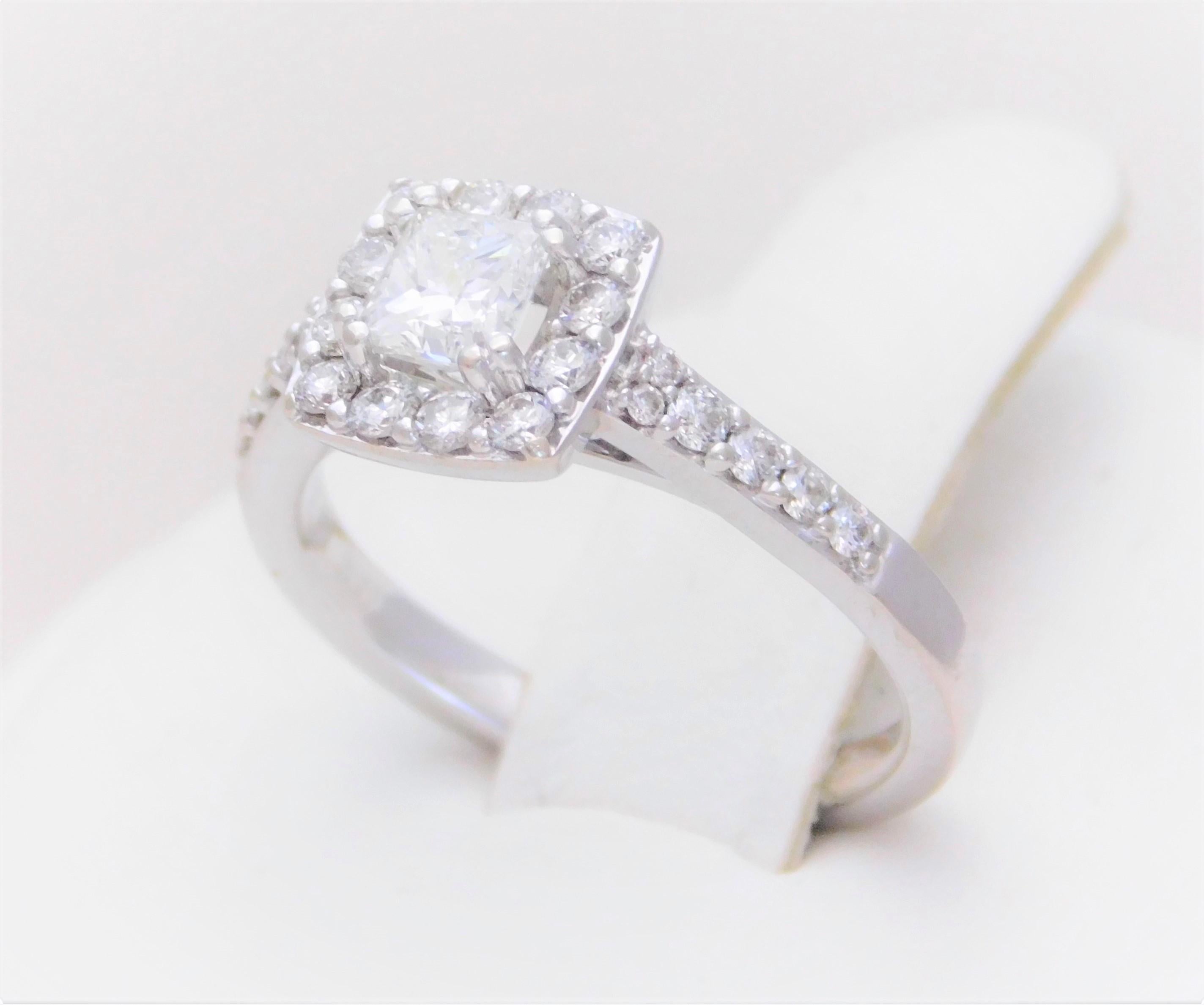 Princess Diamond Halo Engagement Ring For Sale 7