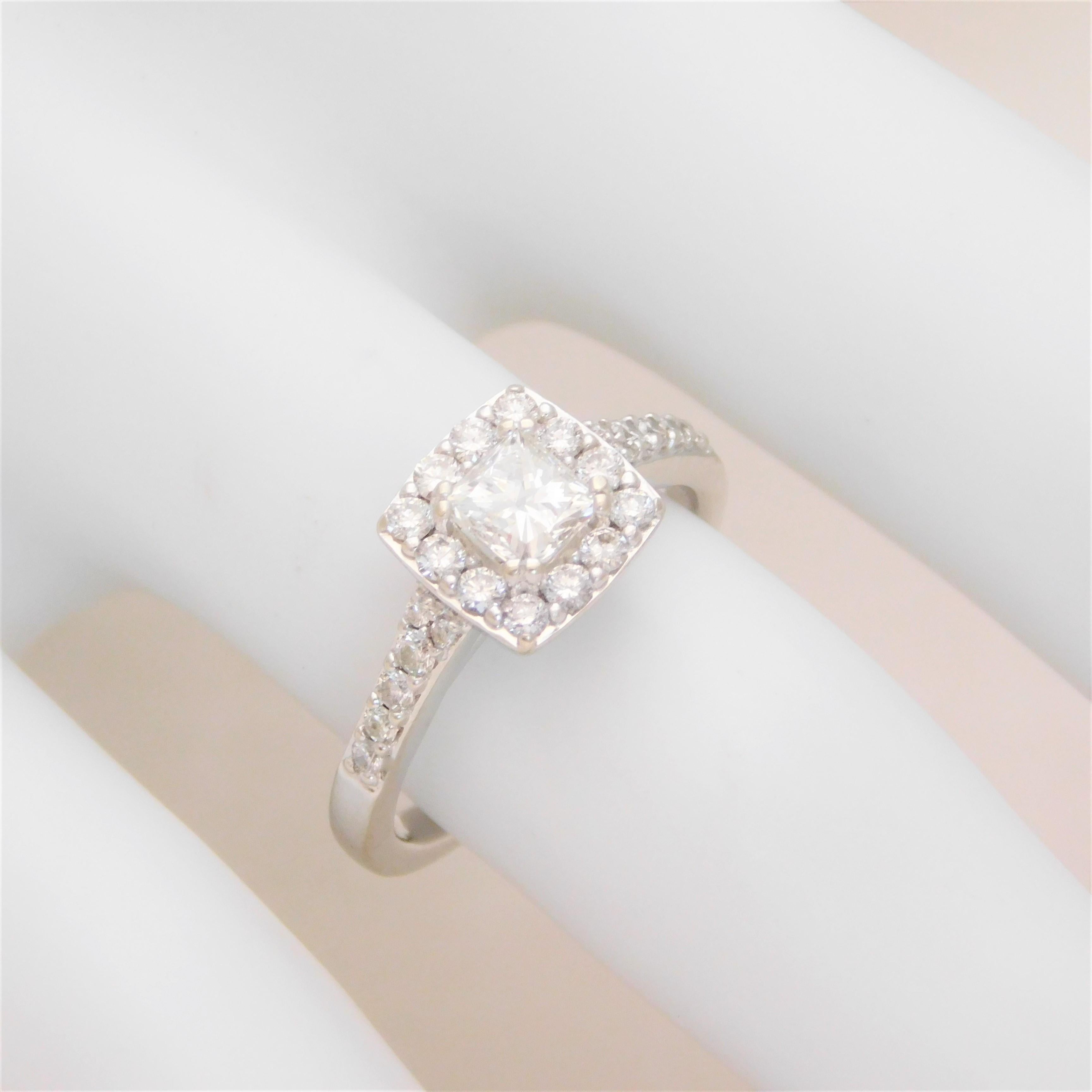 Princess Diamond Halo Engagement Ring For Sale 8
