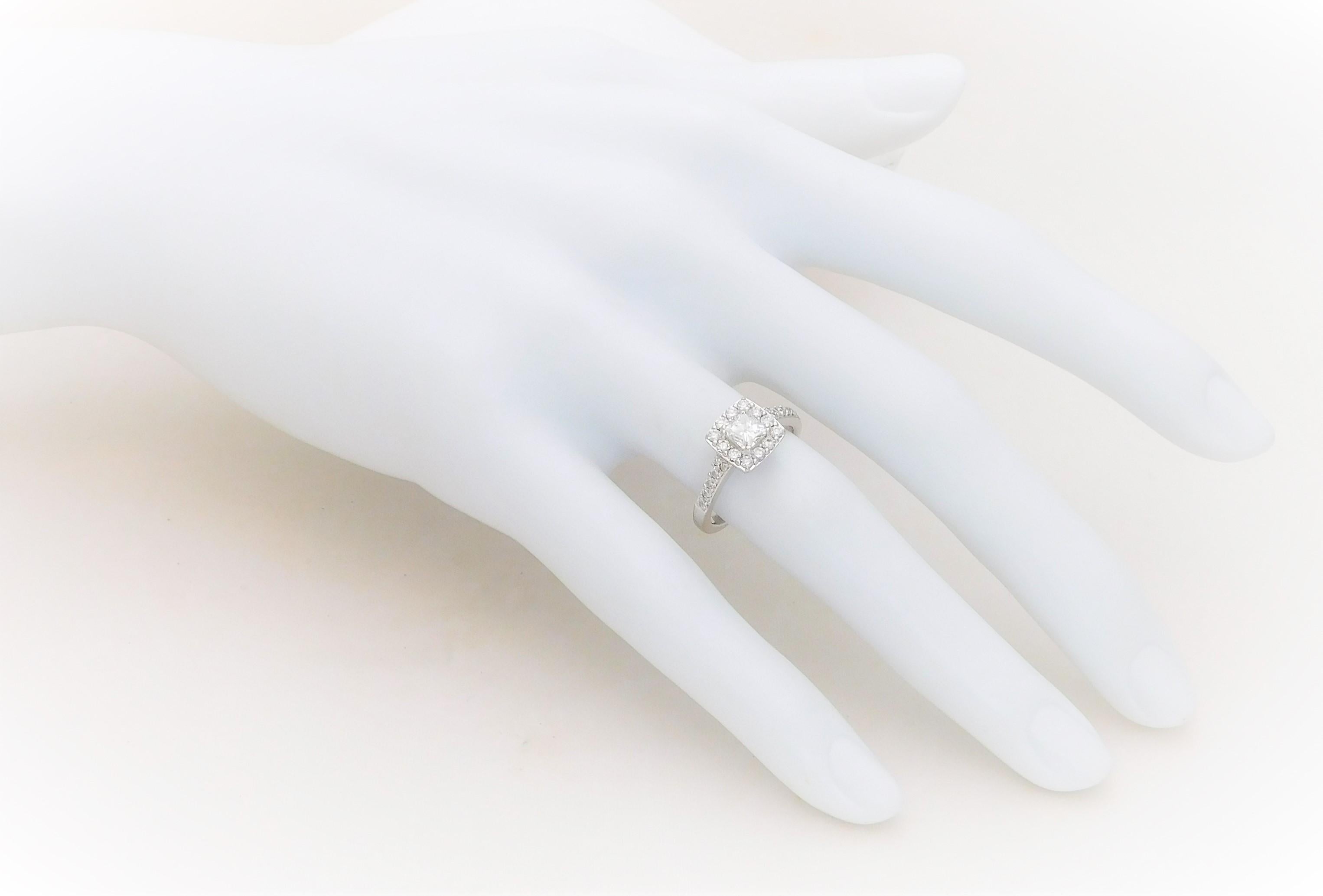 Princess Diamond Halo Engagement Ring For Sale 9