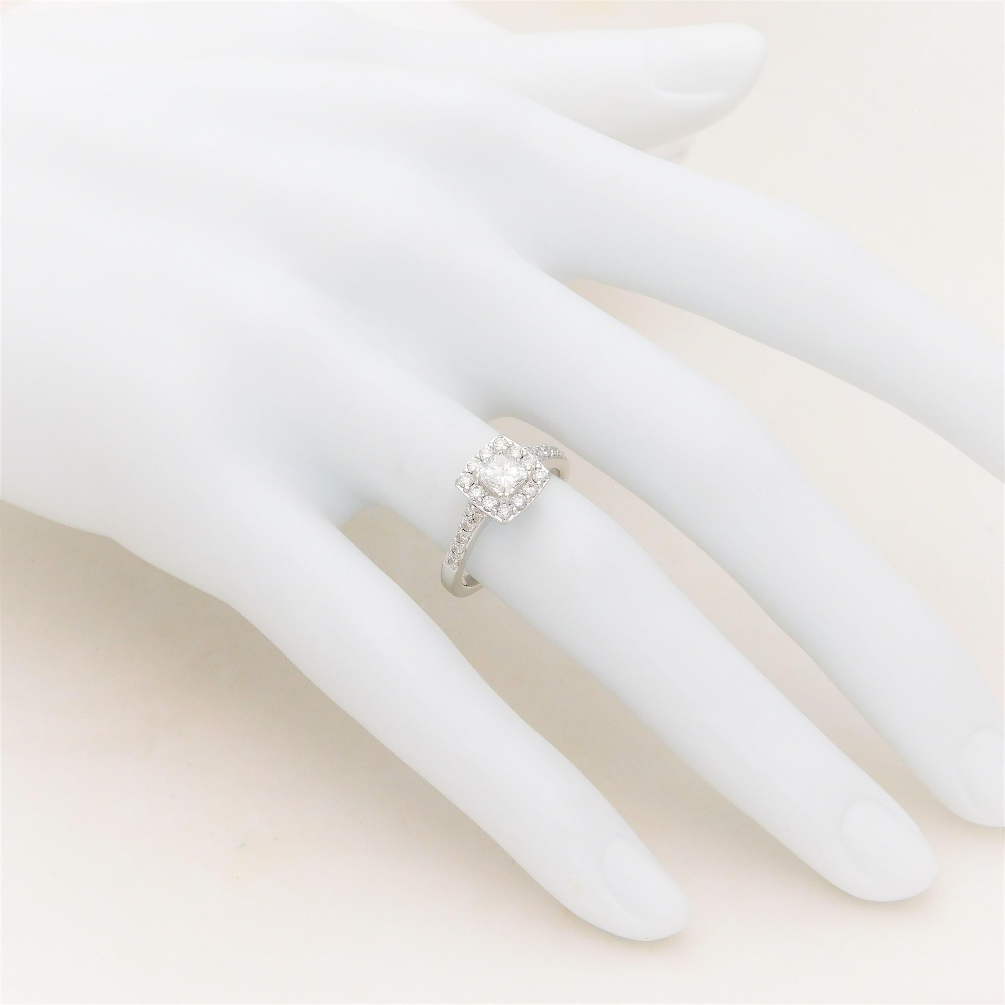 Princess Diamond Halo Engagement Ring For Sale 10