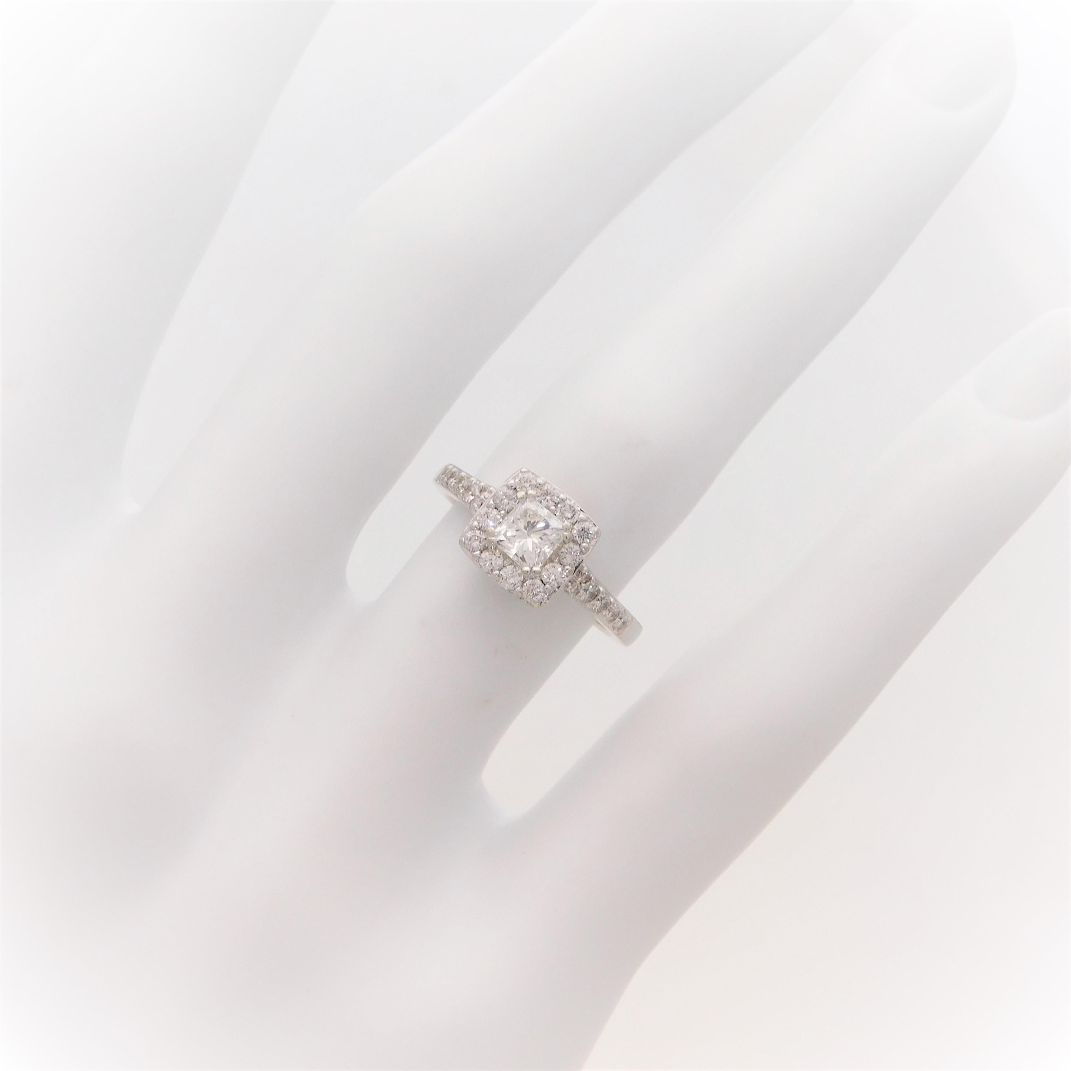 Princess Diamond Halo Engagement Ring For Sale 11