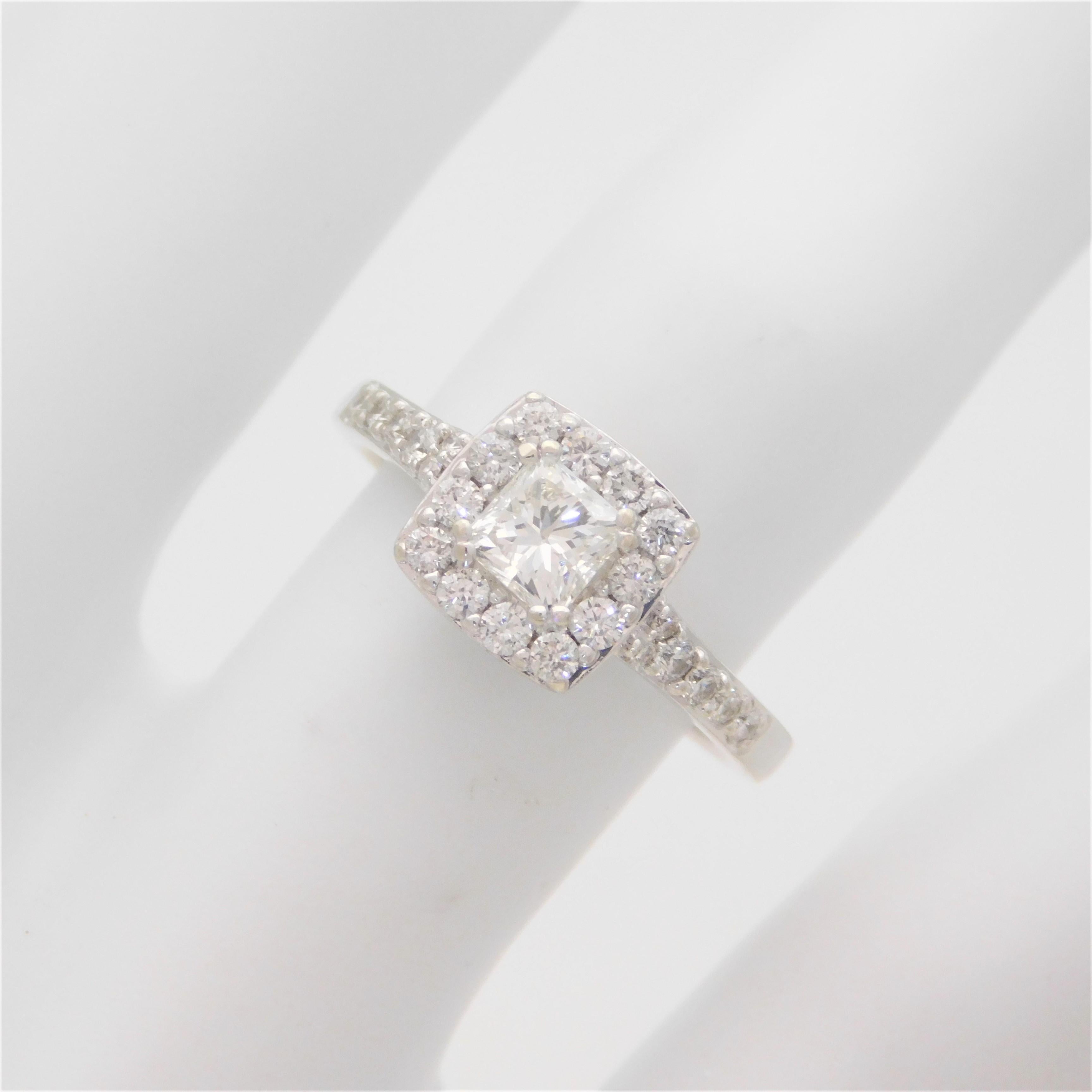 Princess Diamond Halo Engagement Ring For Sale 12
