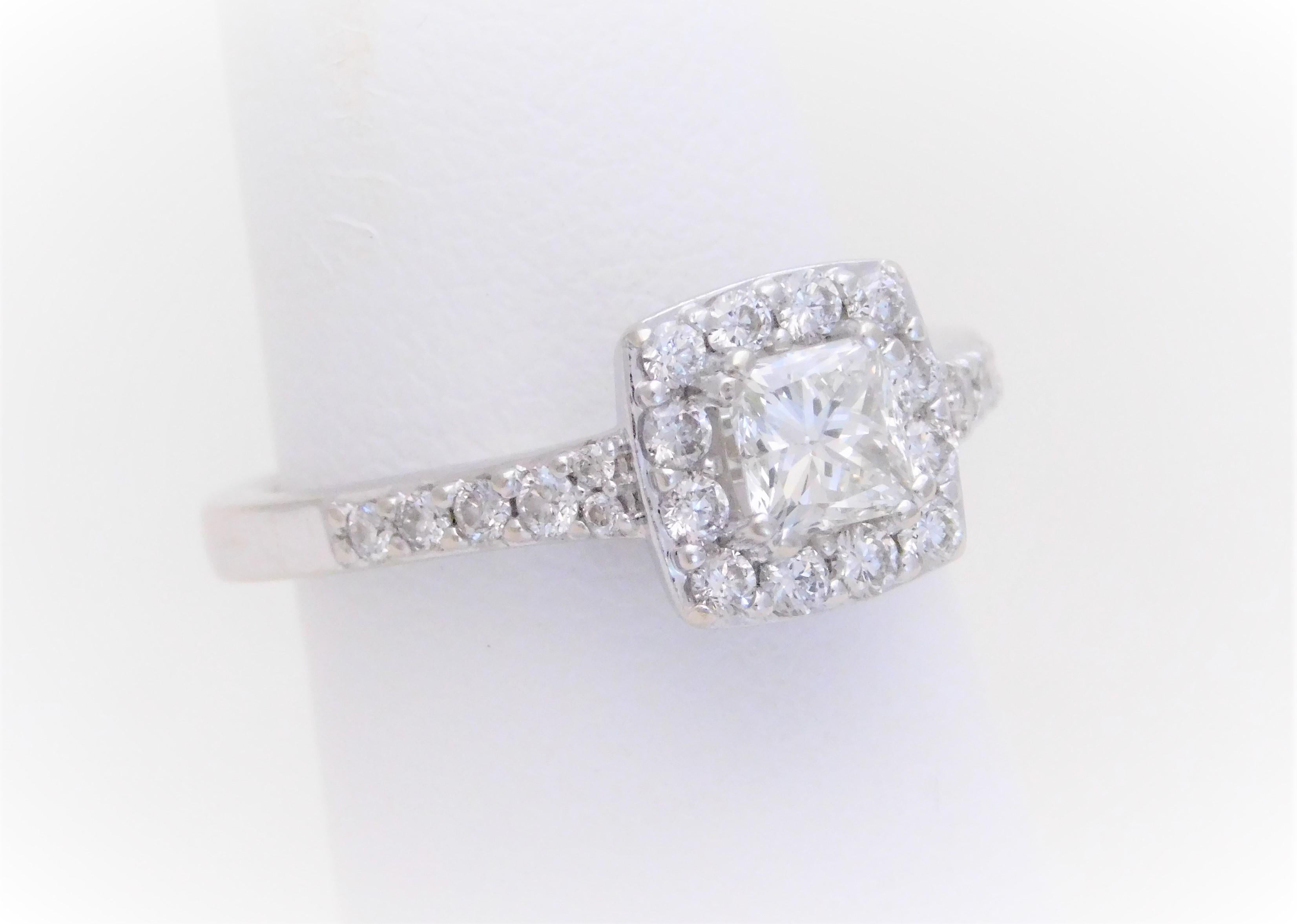 Princess Diamond Halo Engagement Ring For Sale 1
