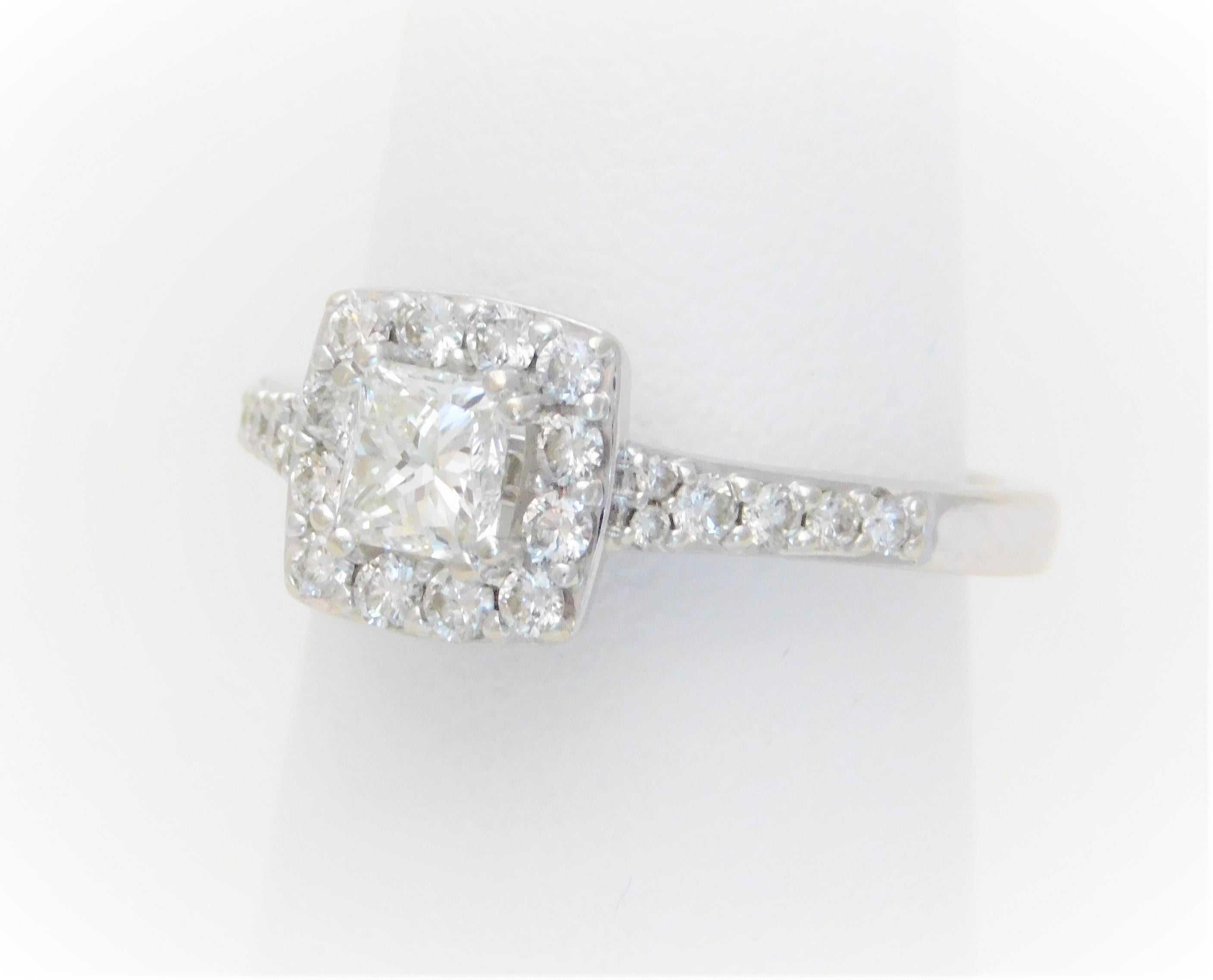 Princess Diamond Halo Engagement Ring For Sale 2