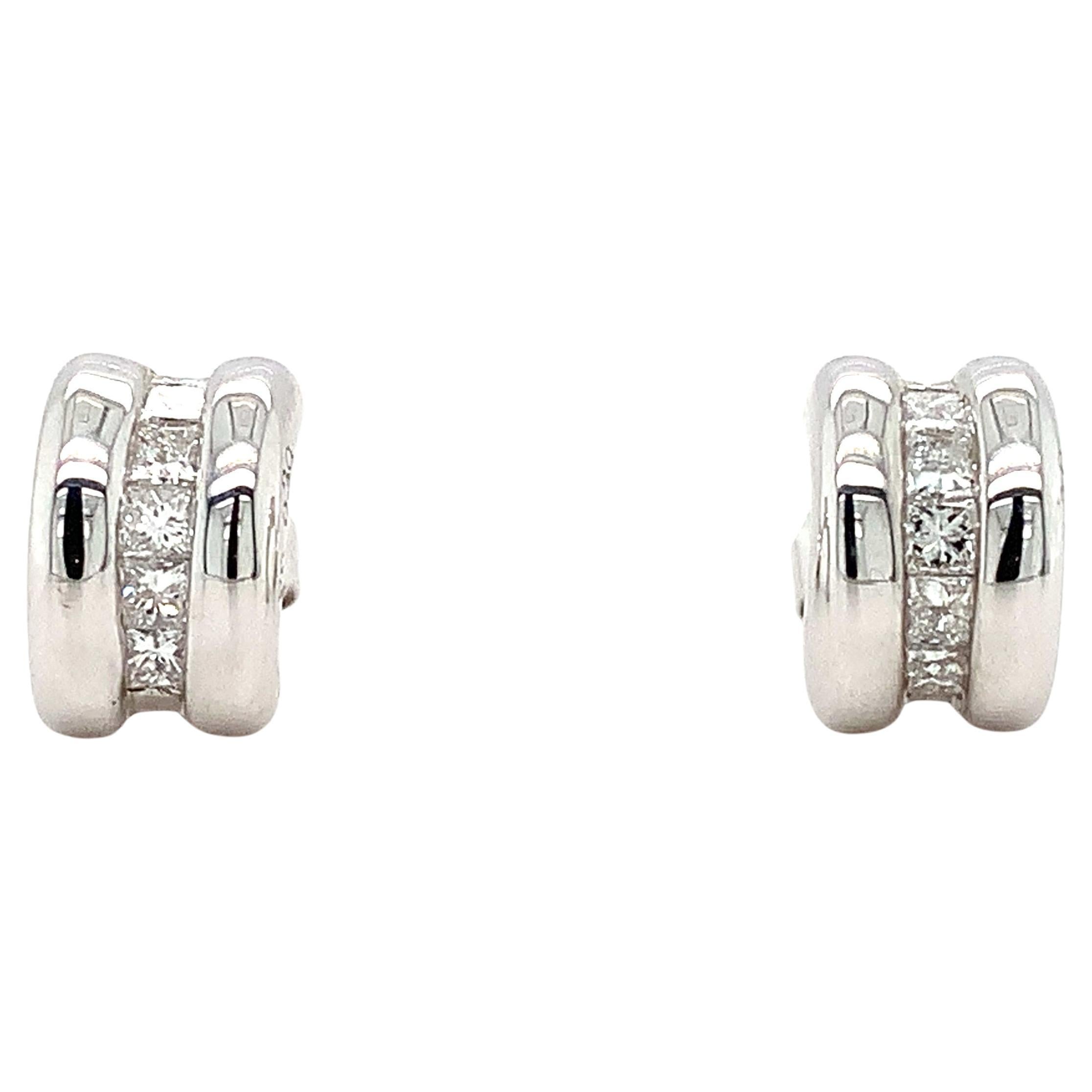 Princess diamond hoop earrings 18k white gold