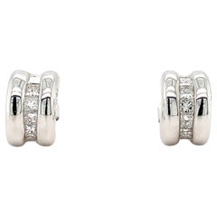 Pendientes de aro de diamante princesa de oro blanco de 18k