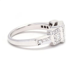 Prinzessin-Diamant-Verlobungsring mit mehreren Steinen, 14K Weißgold, Ring Größe 5,5