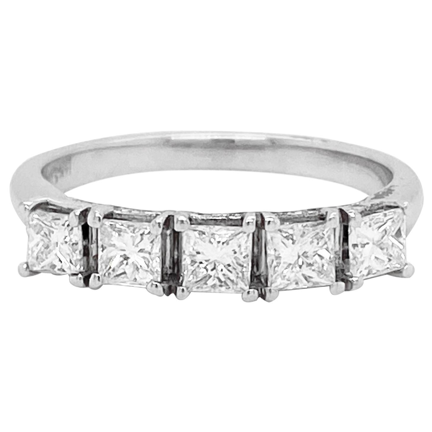 Princess Diamond Ring, Half Infinity .85 Carat Diamond Princess Wedding Band For Sale