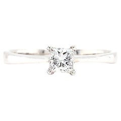 Princess diamond solitaire engagement ring 18k white gold
