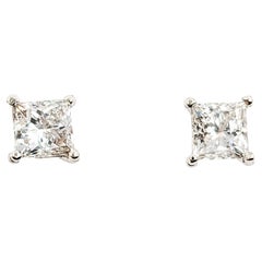 Princess Diamond Stud Earrings In White Gold