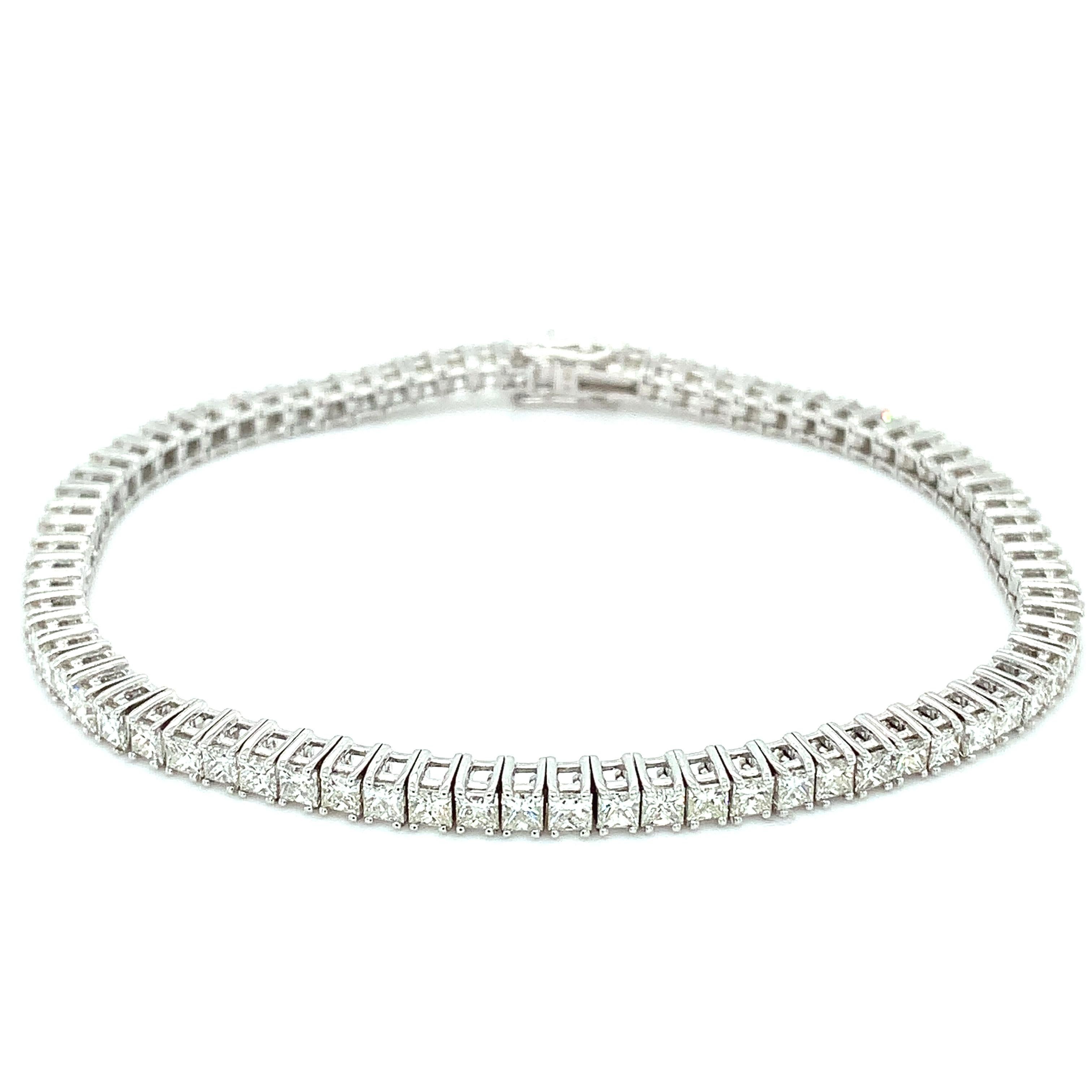 Princess Diamant-Tennisarmband Classic Eternity 18k Weißgold (Carréschliff) im Angebot