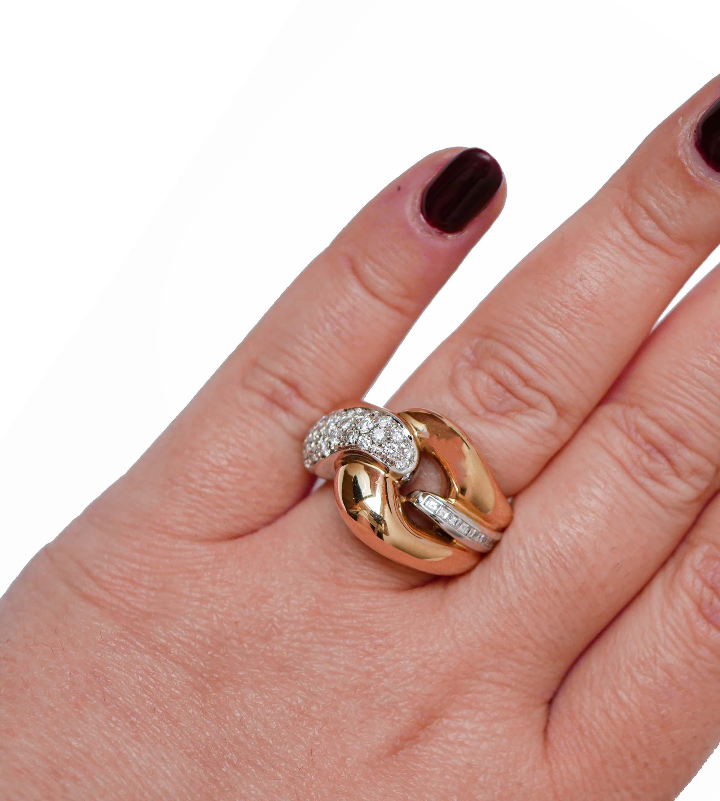 Ring aus 18 Karat Roségold mit Prinzessin-Diamanten und Diamanten. im Zustand „Gut“ im Angebot in Marcianise, Marcianise (CE)