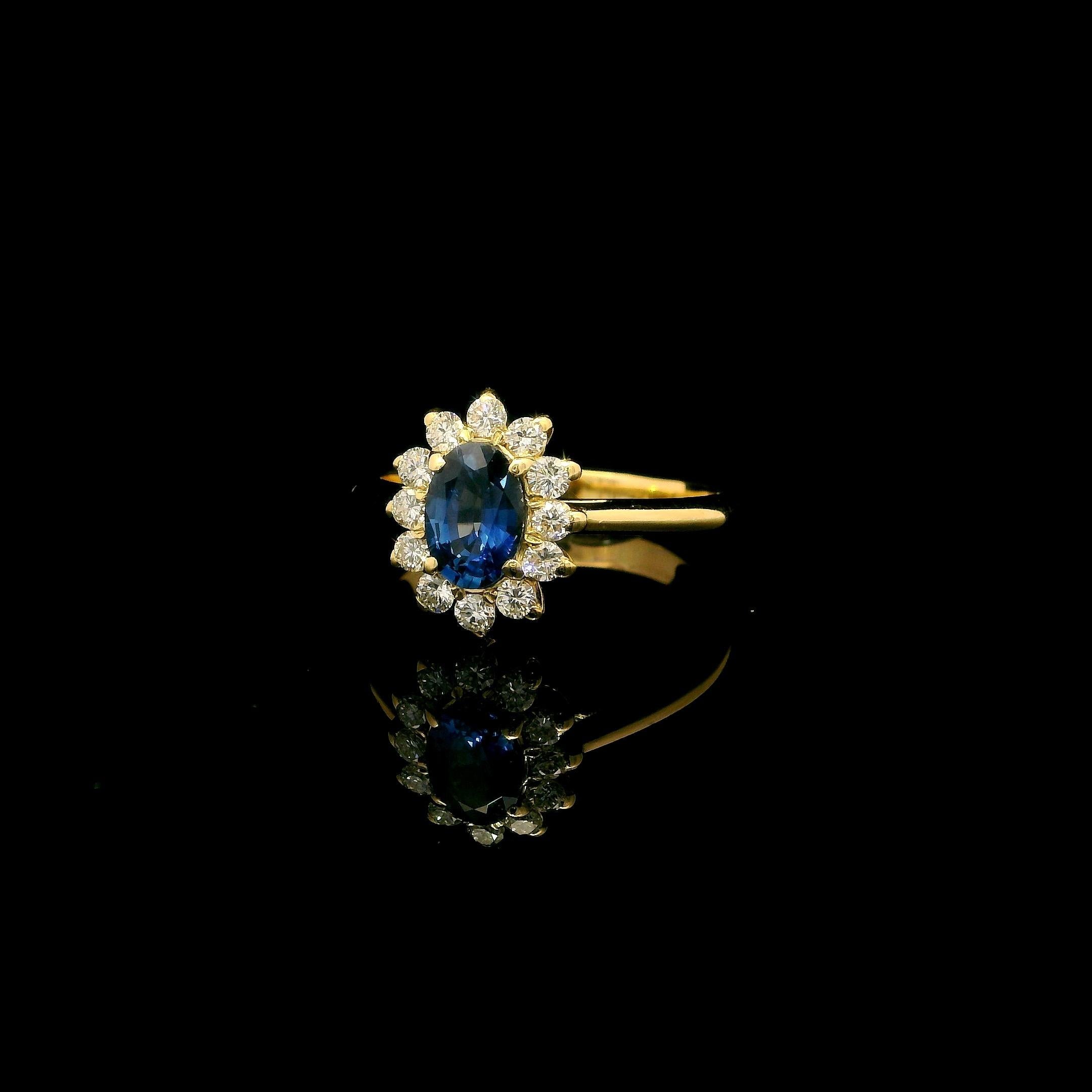 Anello con zaffiro blu e diamante della Principessa Diana in vendita 1