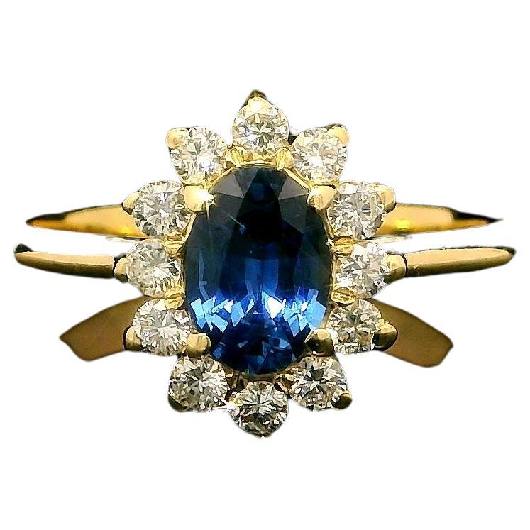 Princess Diana Blue Sapphire & Diamond Ring