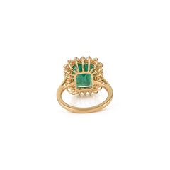 Princess Diana Inspired 7.22 Ct Emerald & Diamond Halo Ring in 18K Yellow Gold