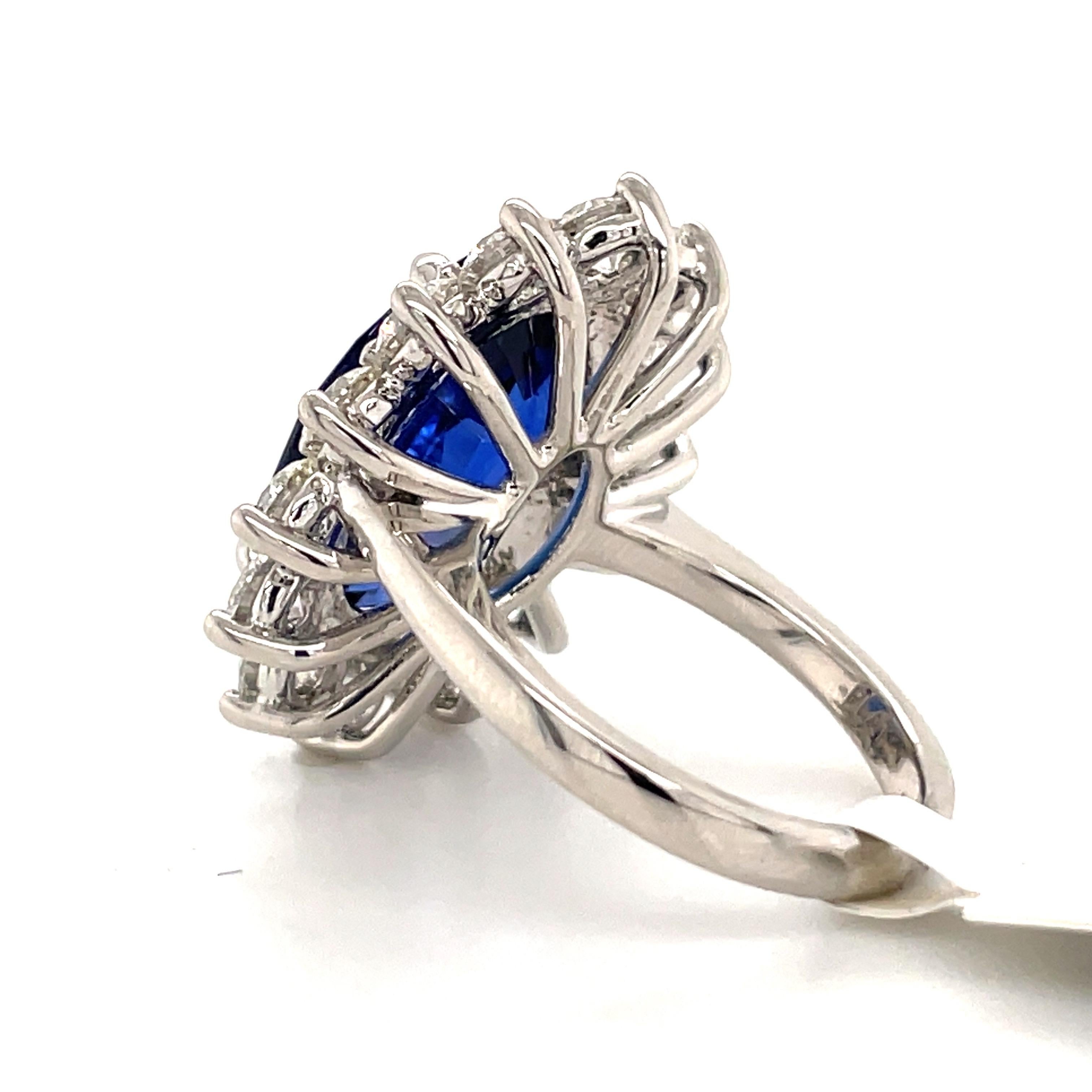 Princess Diana Inspired GIA Certified Sapphire Diamond Ring 15.31 Carats F VS 1