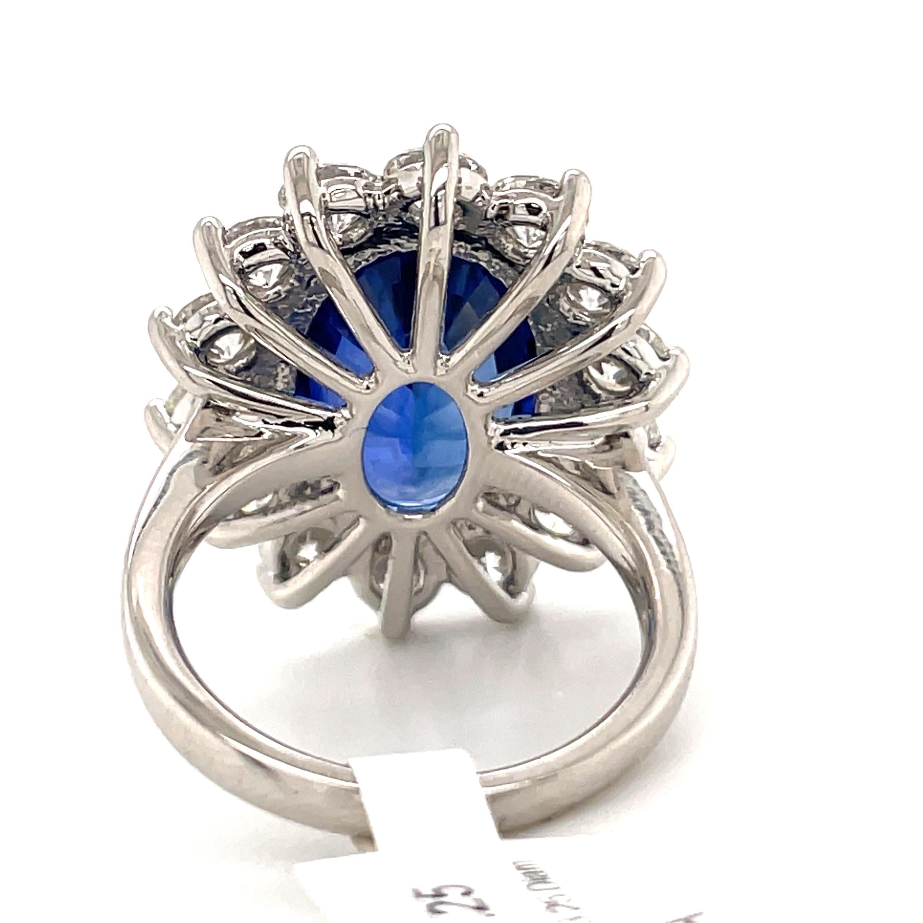 Princess Diana Inspired GIA Certified Sapphire Diamond Ring 15.31 Carats F VS 2