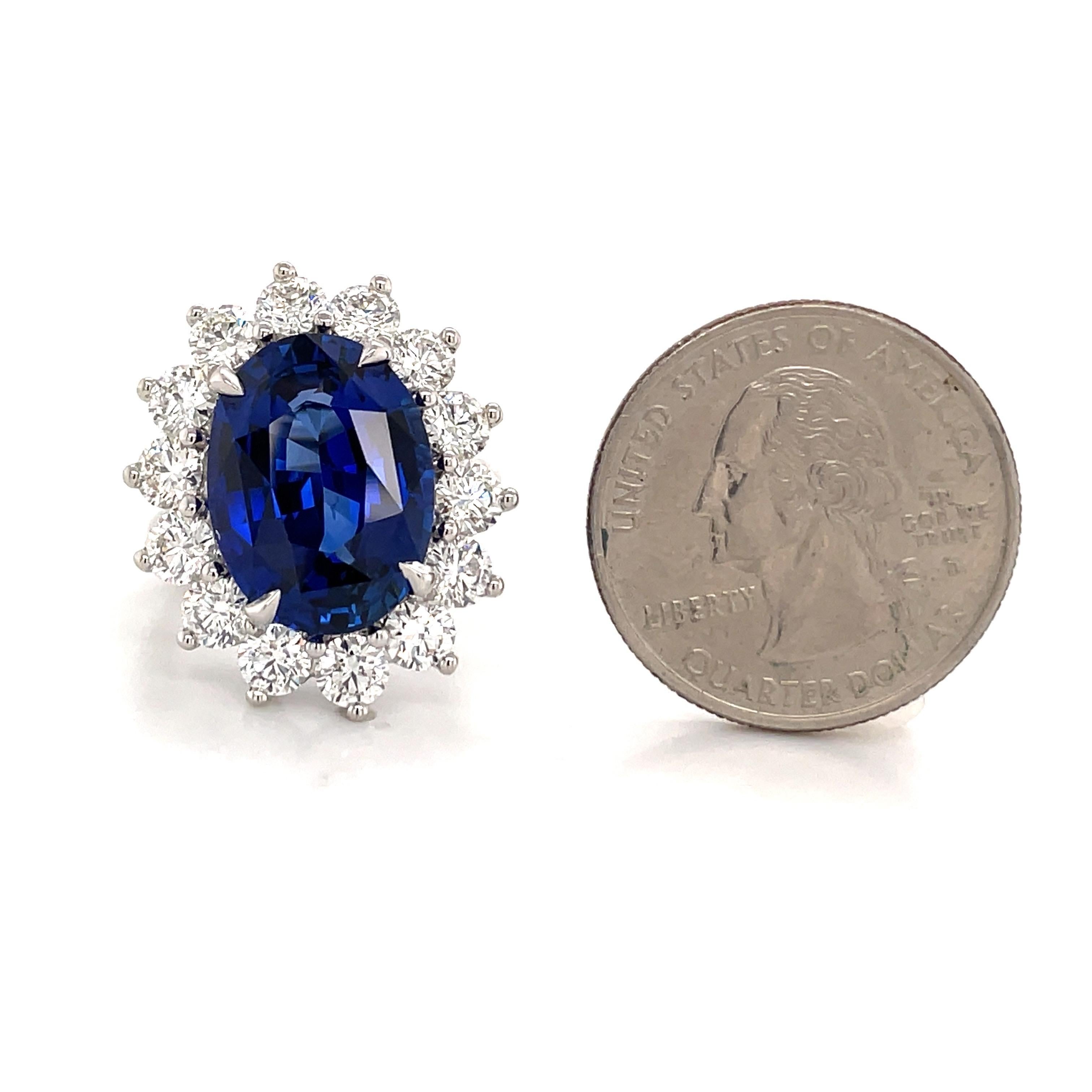 Princess Diana Inspired GIA Certified Sapphire Diamond Ring 15.31 Carats F VS 3
