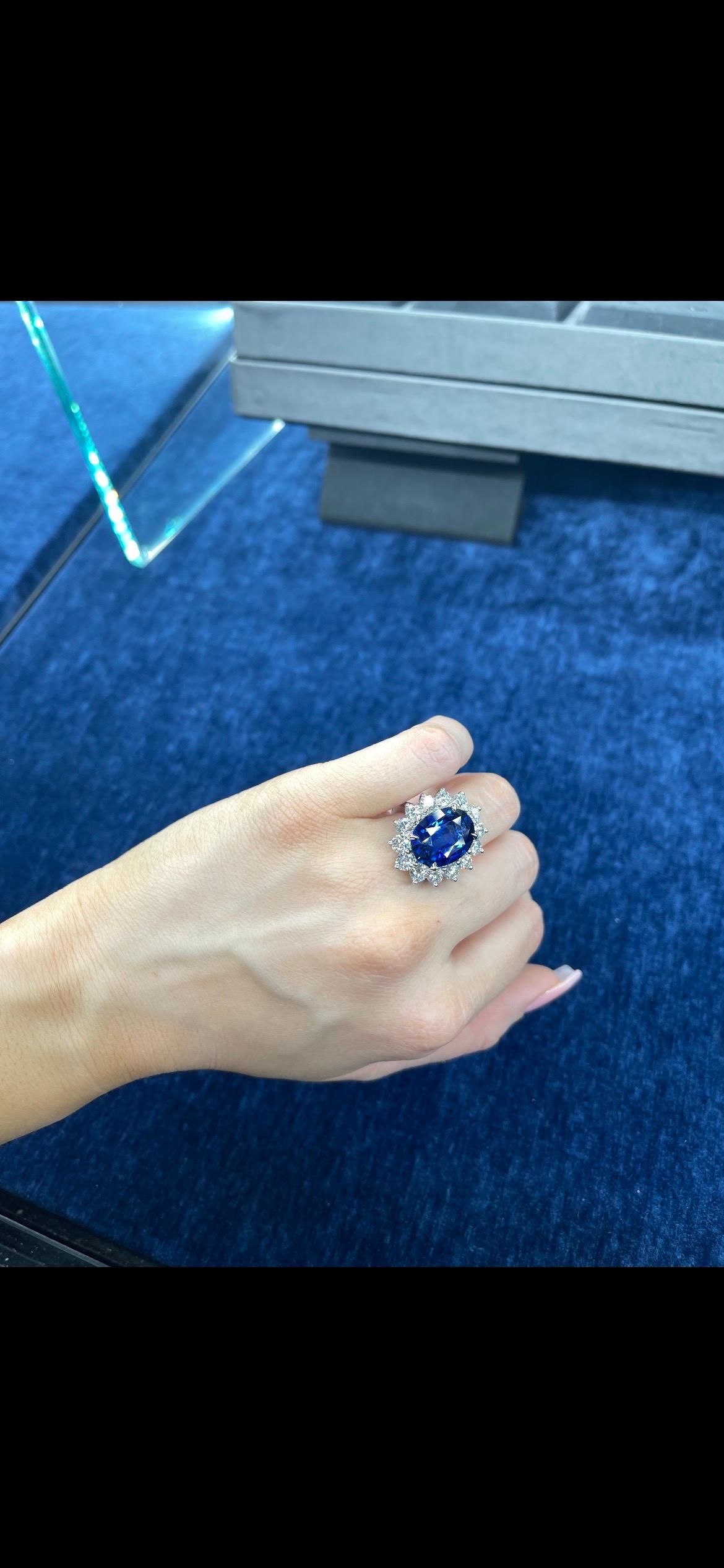 Princess Diana Inspired GIA Certified Sapphire Diamond Ring 15.31 Carats F VS 5