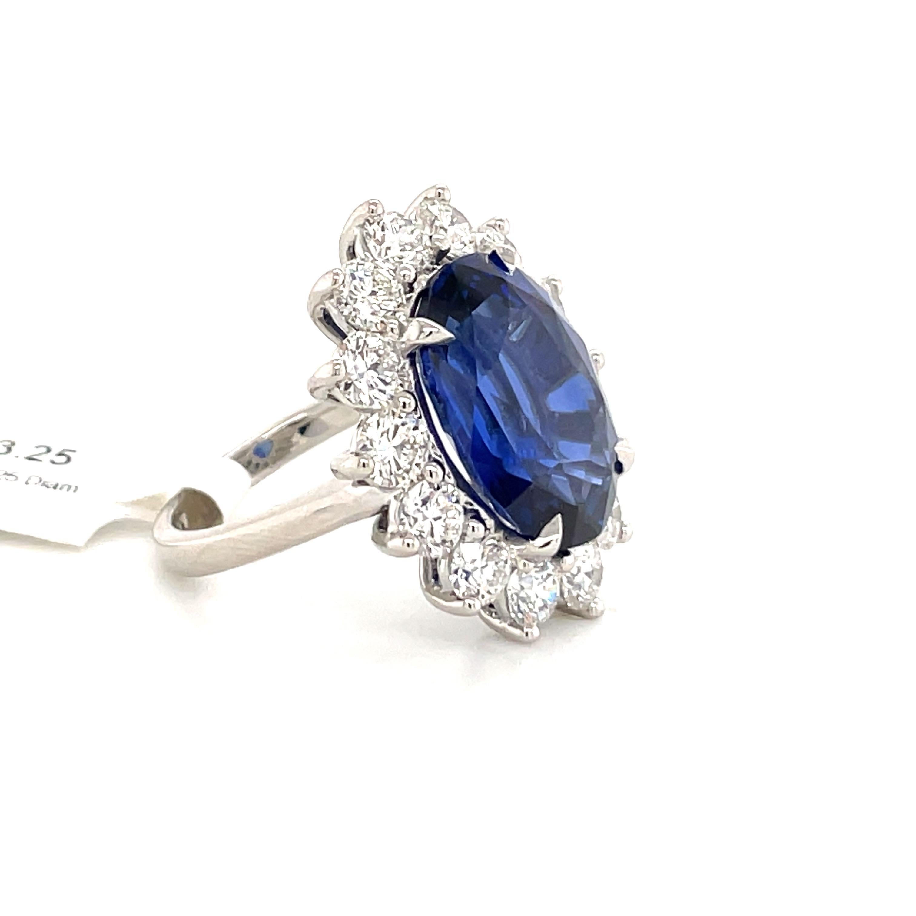 Contemporary Princess Diana Inspired GIA Certified Sapphire Diamond Ring 15.31 Carats F VS