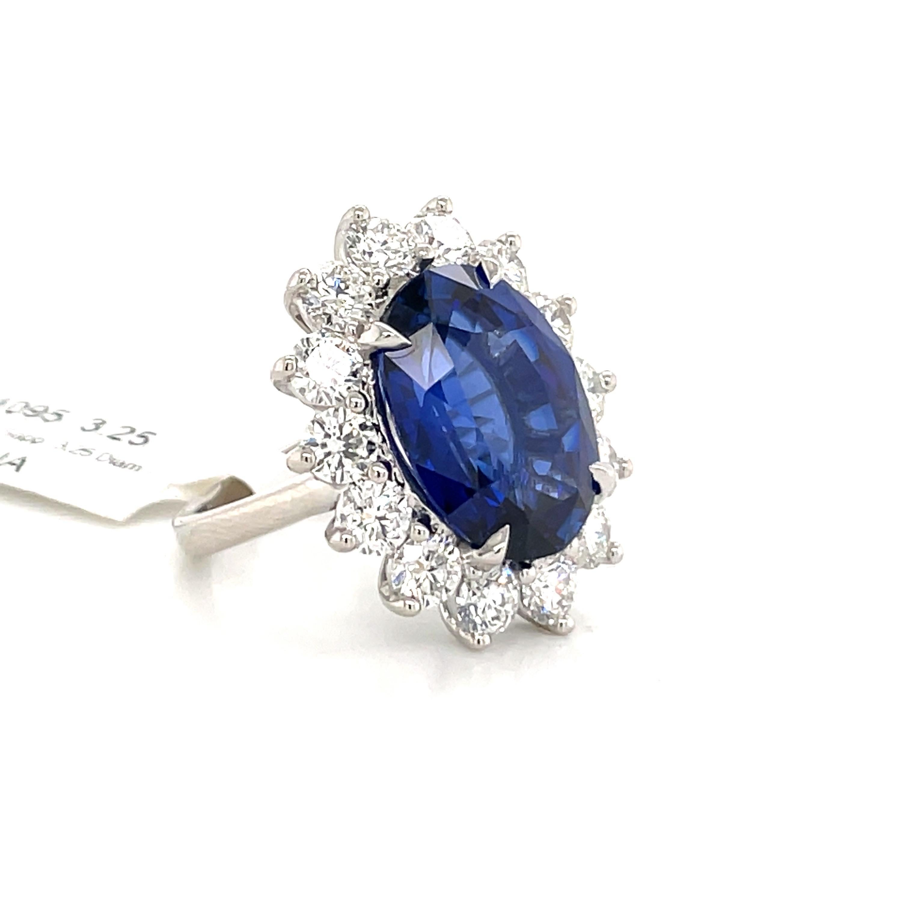 Oval Cut Princess Diana Inspired GIA Certified Sapphire Diamond Ring 15.31 Carats F VS