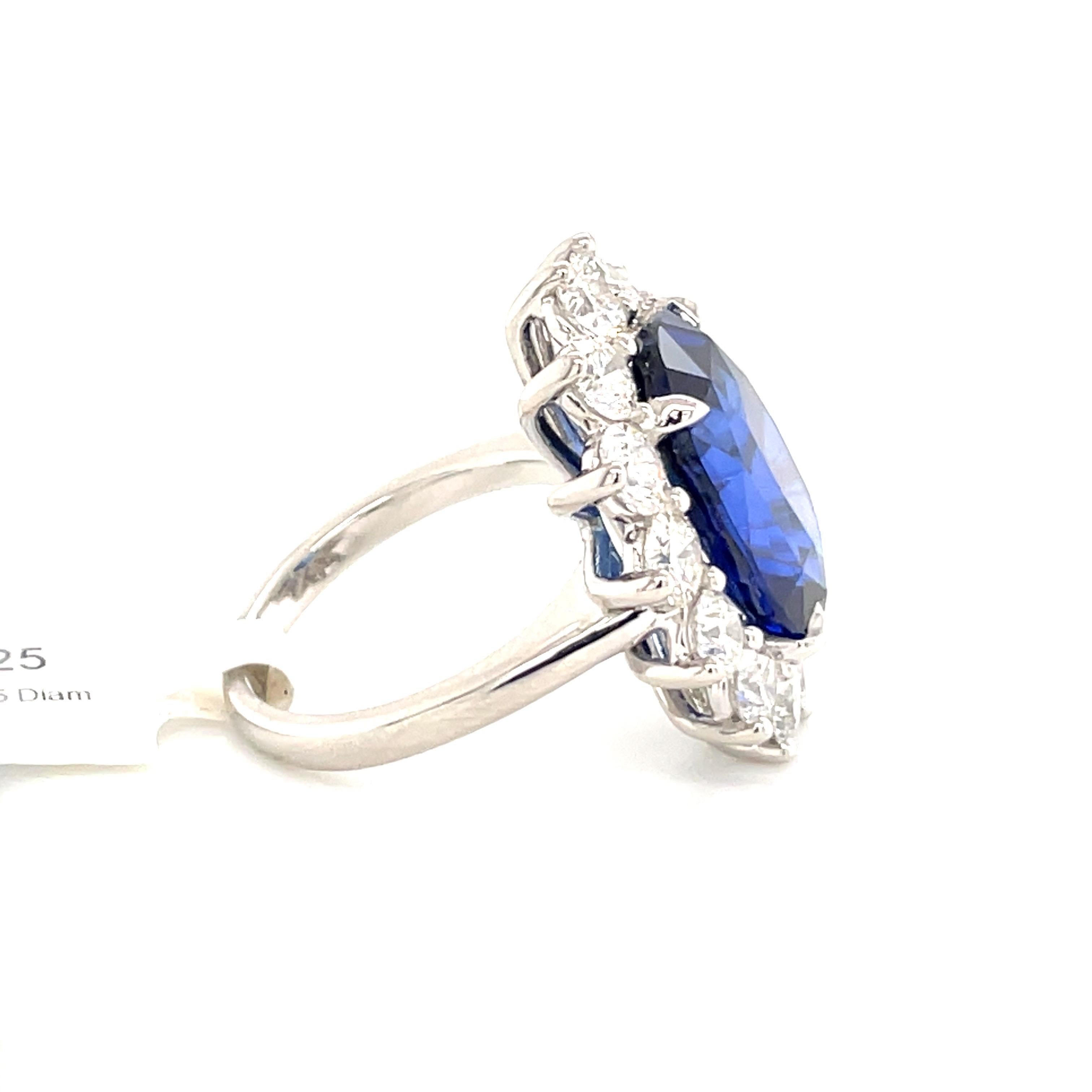 Princess Diana Inspired GIA Certified Sapphire Diamond Ring 15.31 Carats F VS In New Condition In New York, NY