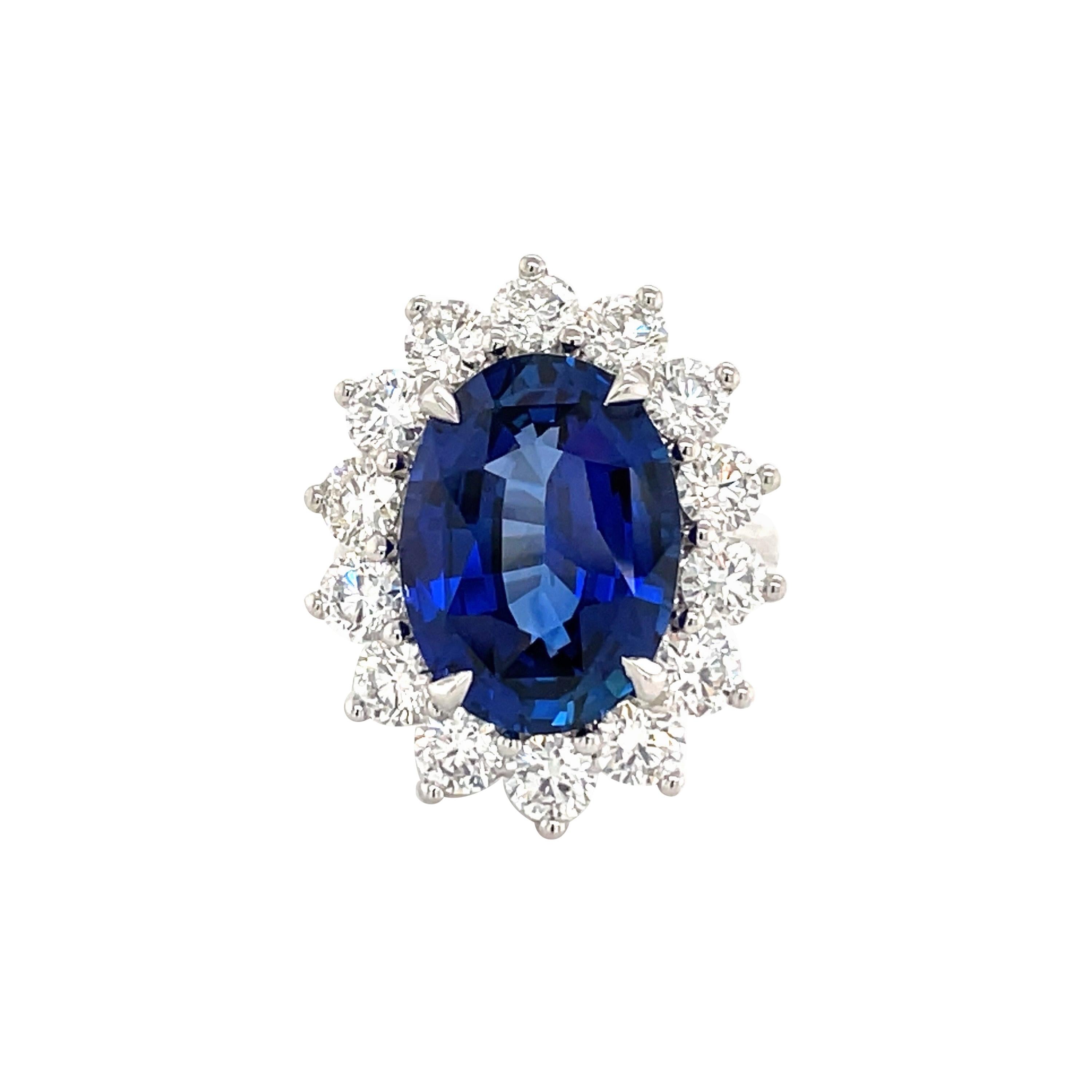 Princess Diana Inspired GIA Certified Sapphire Diamond Ring 15.31 Carats F VS