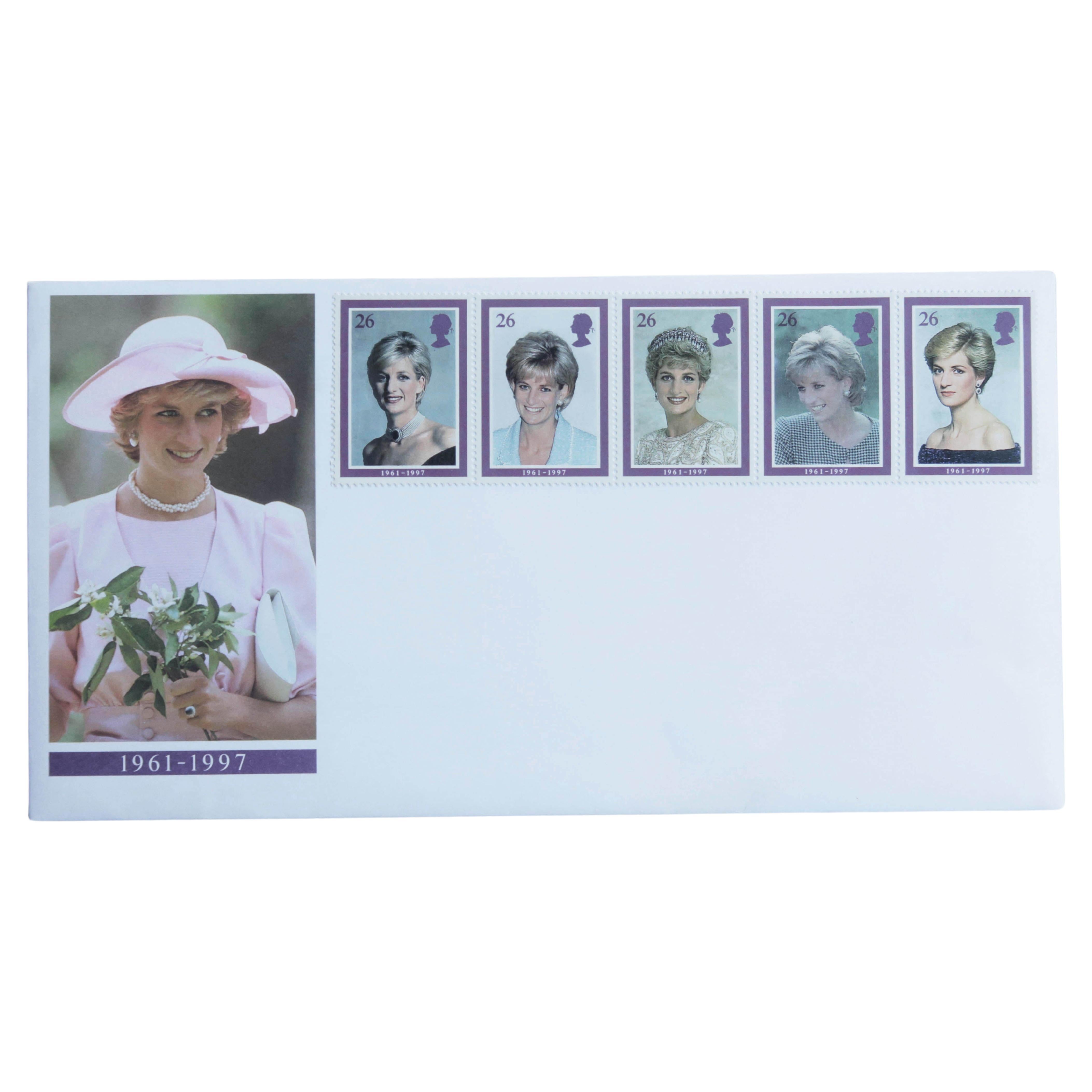 Memorabilien von Prinzessin Diana. Set von Stempeln von Diana. 1998