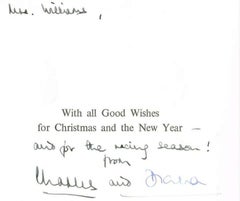 Princess Diana & Prince Charles Autographs on Christmas Card