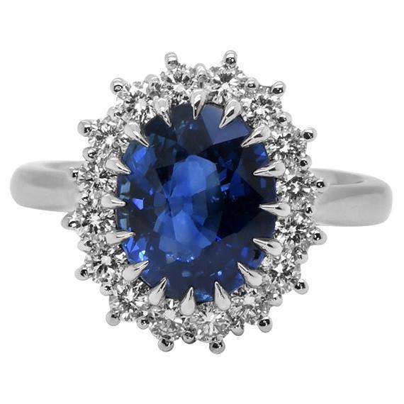 Princess Diana Ring - 4.07cts Ceylon Royal Blue Sapphire (Swiss Certified)