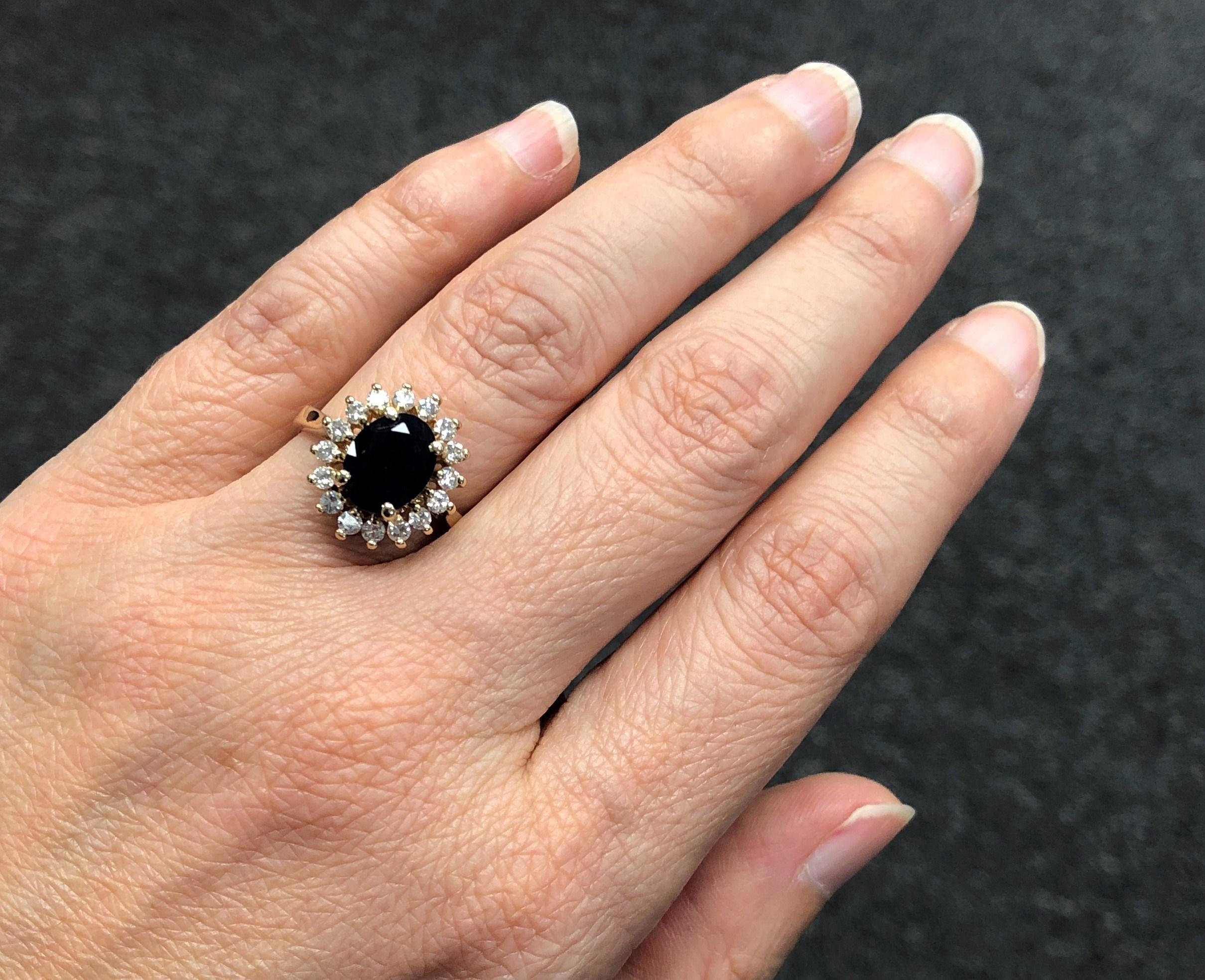 Anello a raggiera con zaffiro e diamante in stile Principessa Diana 3