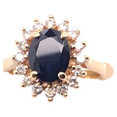 Princess Diana Style Sapphire and Diamond Halo Ring