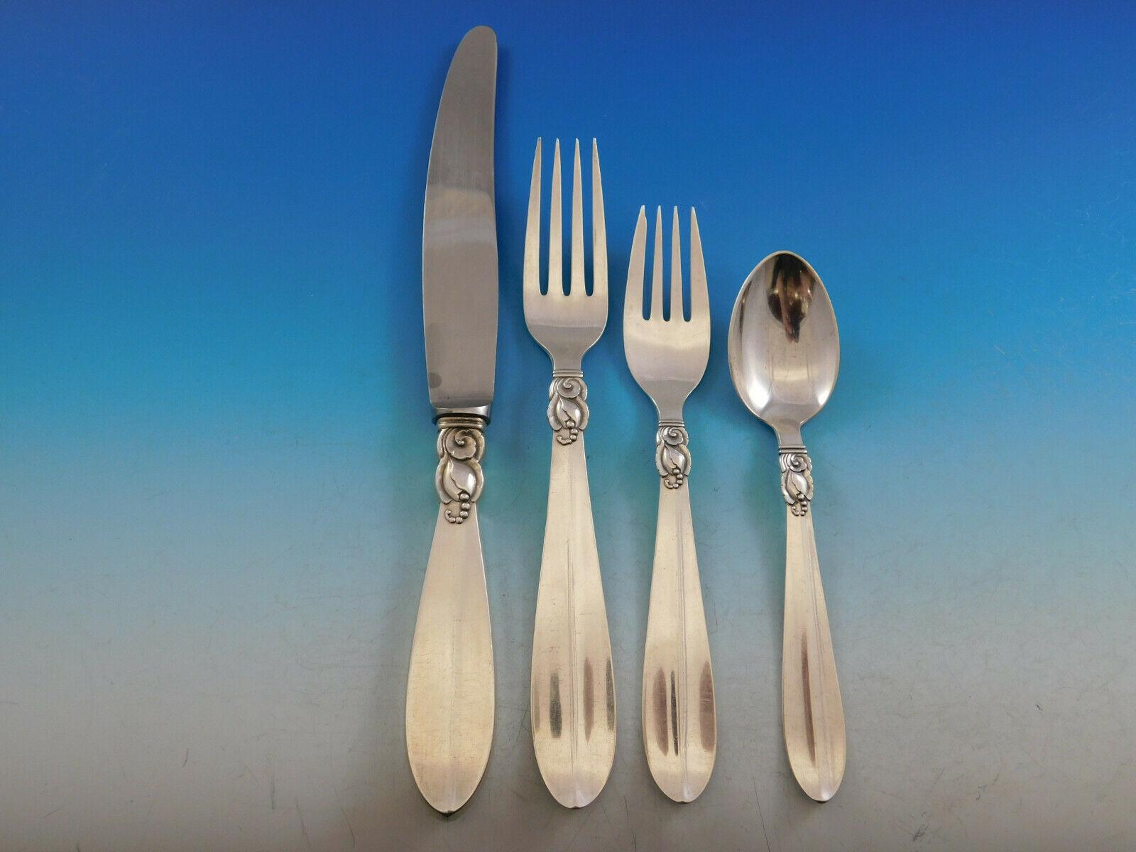 Danish Princess Fuchsia by Frigast Sterling Silver Flatware Set Service 155pcs Modern