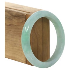 Princess Half Round Burmese Ice Blue- Green Jadeite Jade Bangle (56.83 mm) #721
