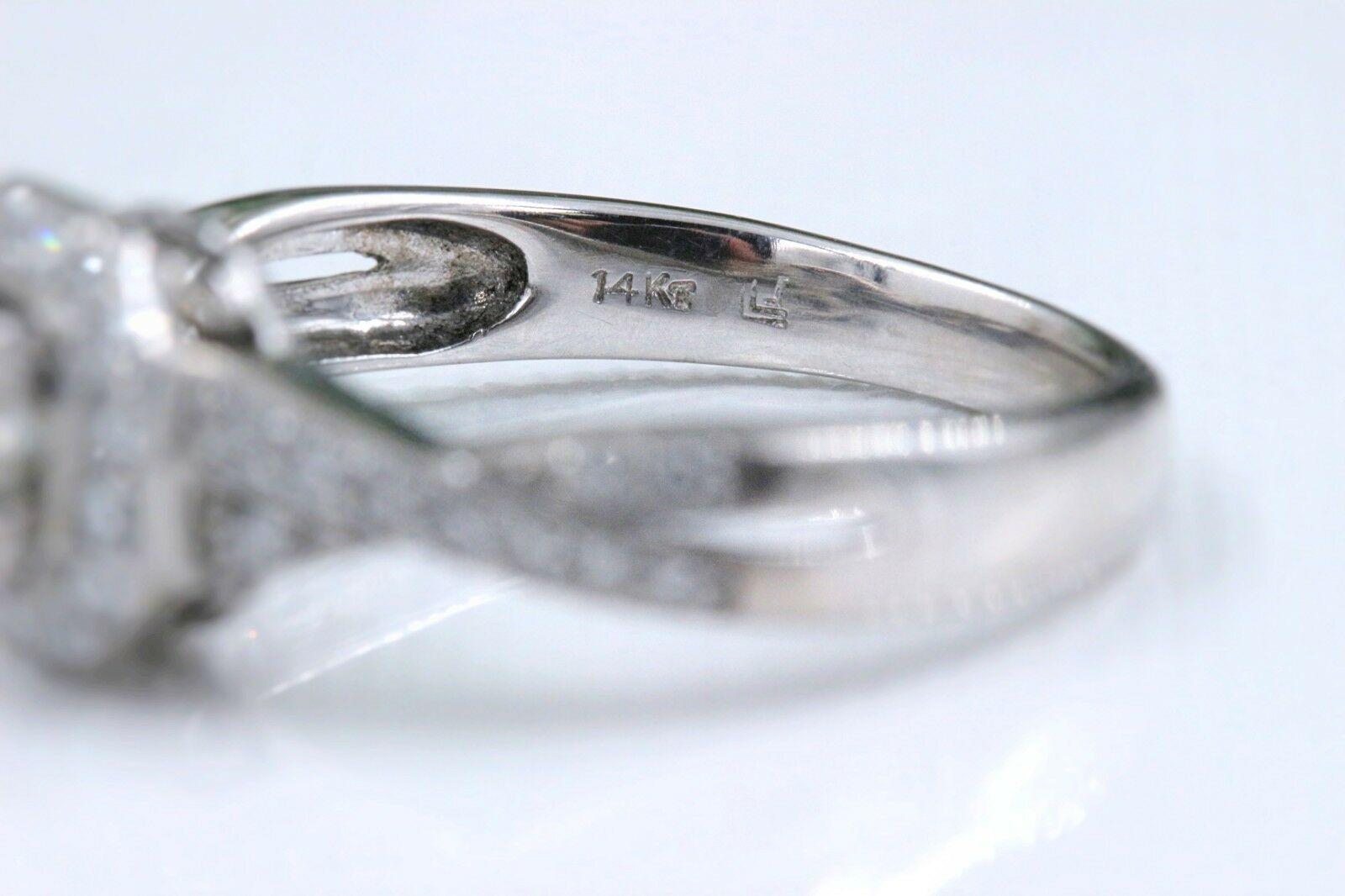 Princess Halo Twisted Diamond Engagement Ring 14 Karat White Gold 1 Carat For Sale 3