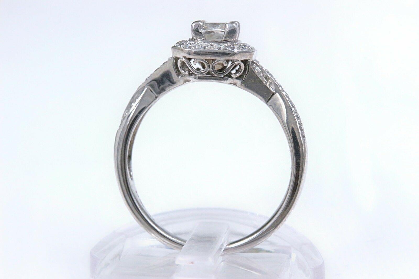 Women's Princess Halo Twisted Diamond Engagement Ring 14 Karat White Gold 1 Carat For Sale